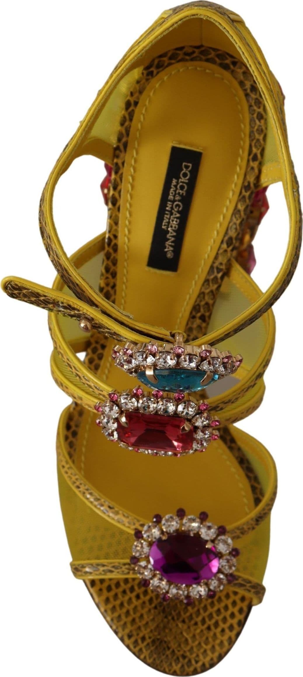 Dolce & Gabbana Yellow Leather Crystal Ayers Sandals Shoes - 5