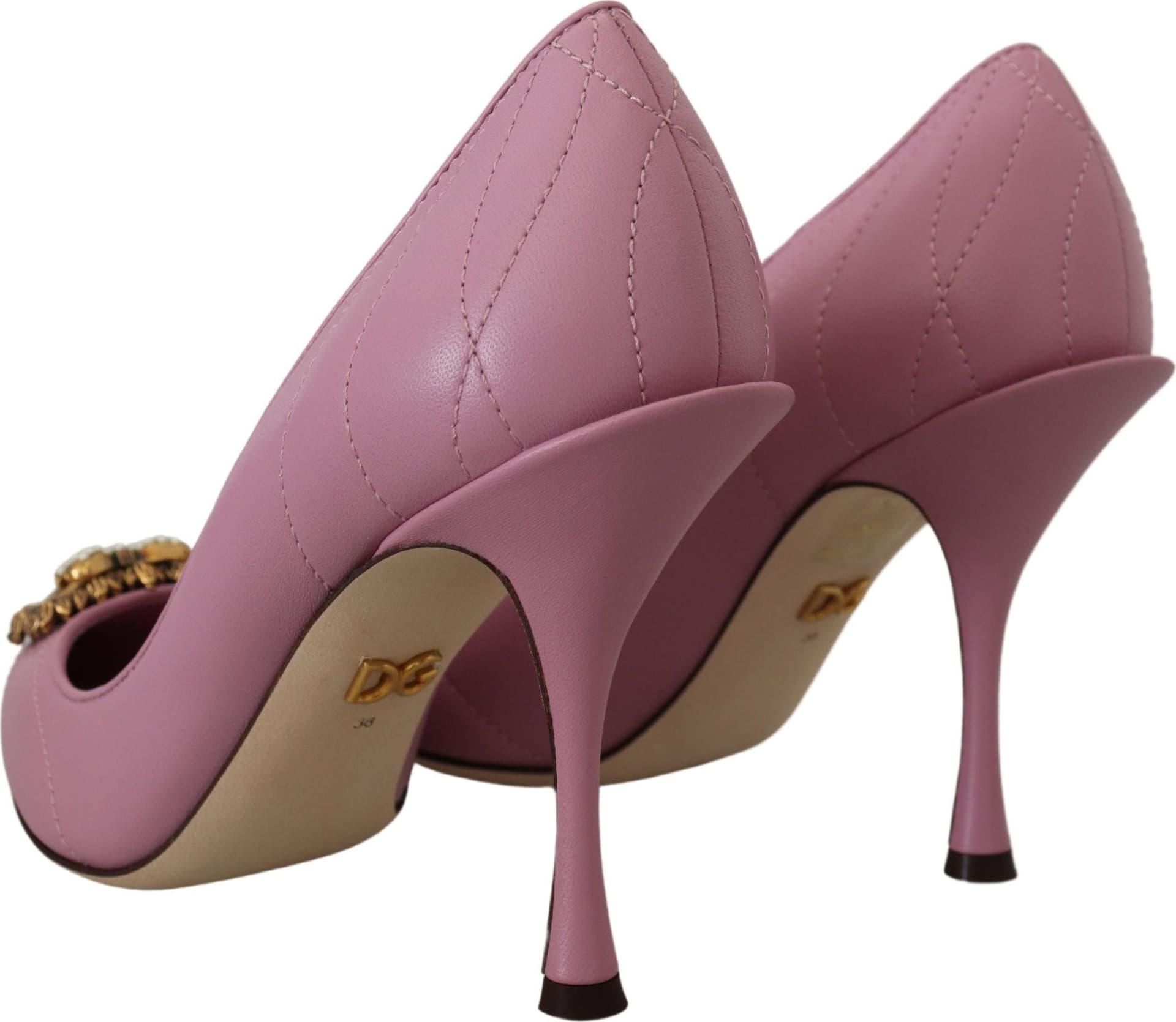 Dolce & Gabbana Pink Leather Heart DEVOTION Heels Pumps Shoes - 2