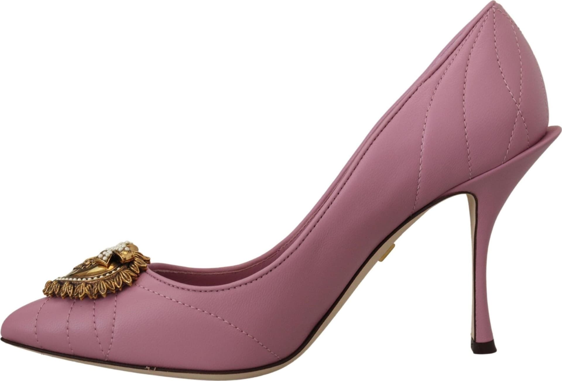 Dolce & Gabbana Pink Leather Heart DEVOTION Heels Pumps Shoes - 3