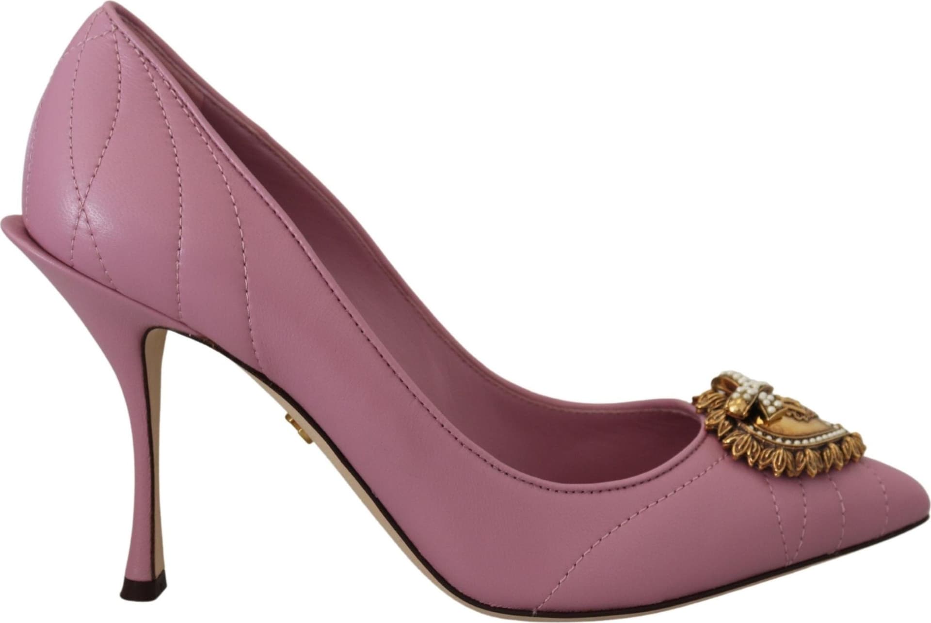 Dolce & Gabbana Pink Leather Heart DEVOTION Heels Pumps Shoes - 4