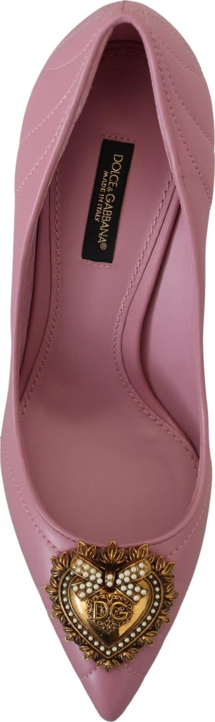 Dolce & Gabbana Pink Leather Heart DEVOTION Heels Pumps Shoes - 6