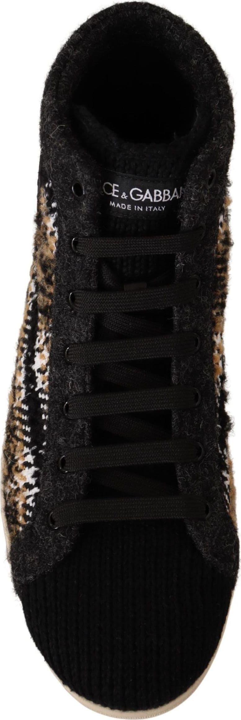 Dolce & Gabbana Beige Brown Wool Cotton High Top Sneakers - 2