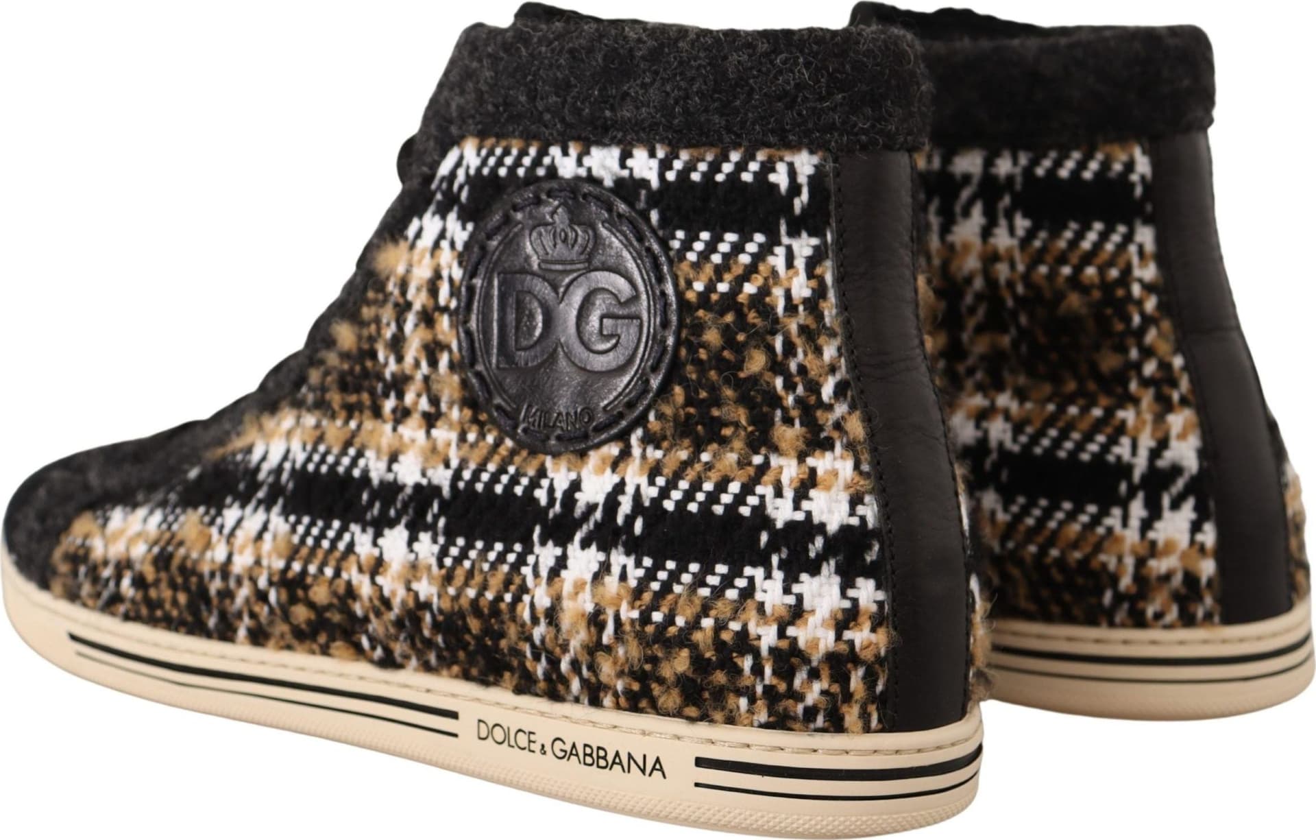 Dolce & Gabbana Beige Brown Wool Cotton High Top Sneakers - 5