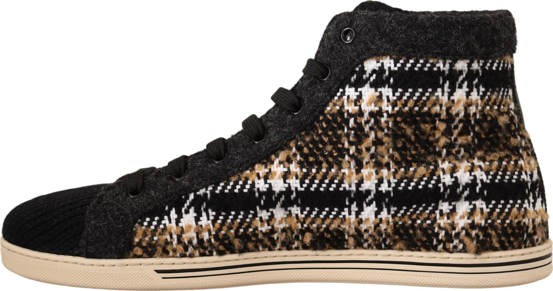 Dolce & Gabbana Beige Brown Wool Cotton High Top Sneakers - 6
