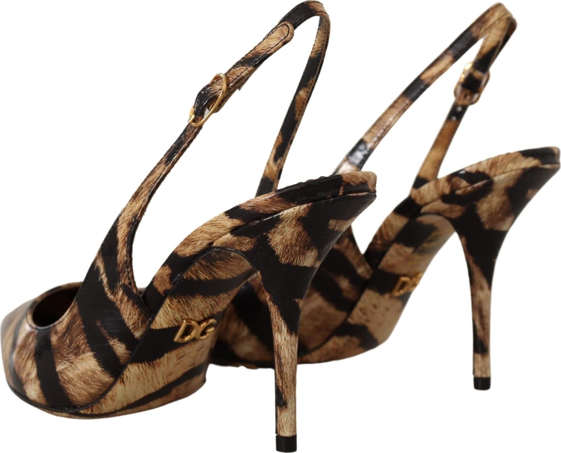 Dolce & Gabbana Brown Slingbacks Leather Tiger Shoes - 2