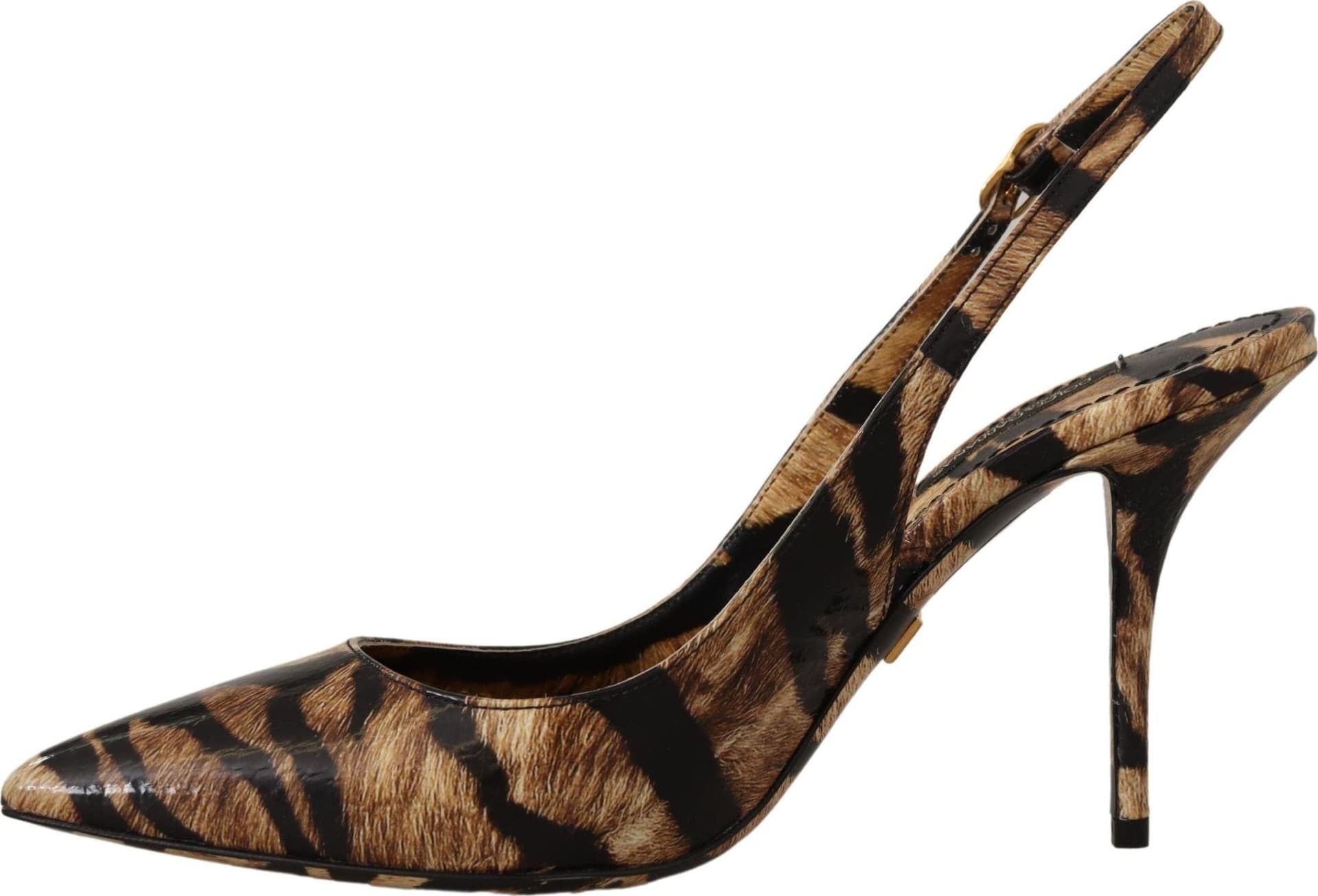 Dolce & Gabbana Brown Slingbacks Leather Tiger Shoes - 3