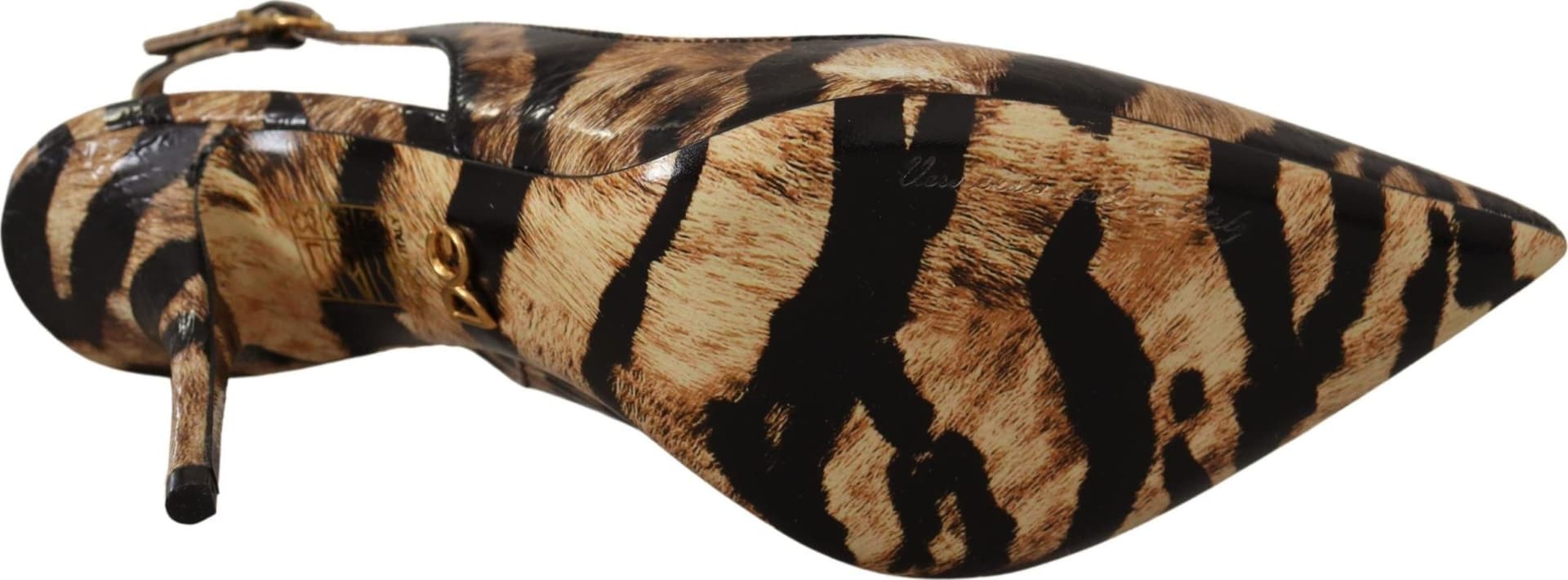 Dolce & Gabbana Brown Slingbacks Leather Tiger Shoes - 5