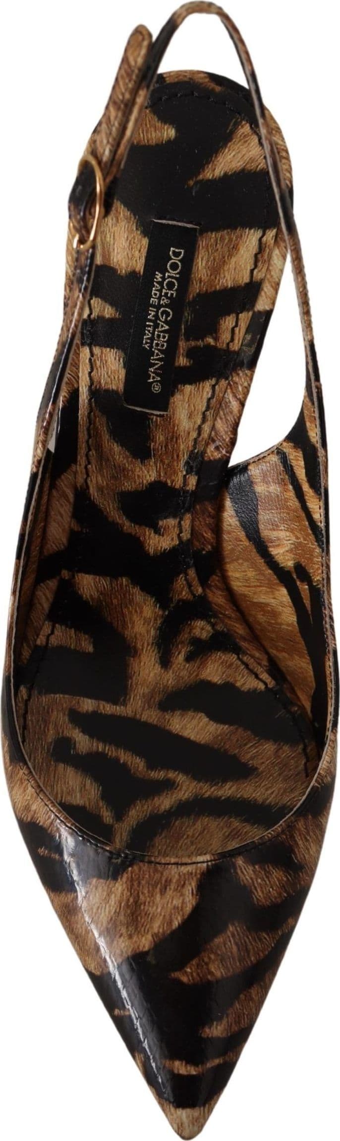 Dolce & Gabbana Brown Slingbacks Leather Tiger Shoes - 7