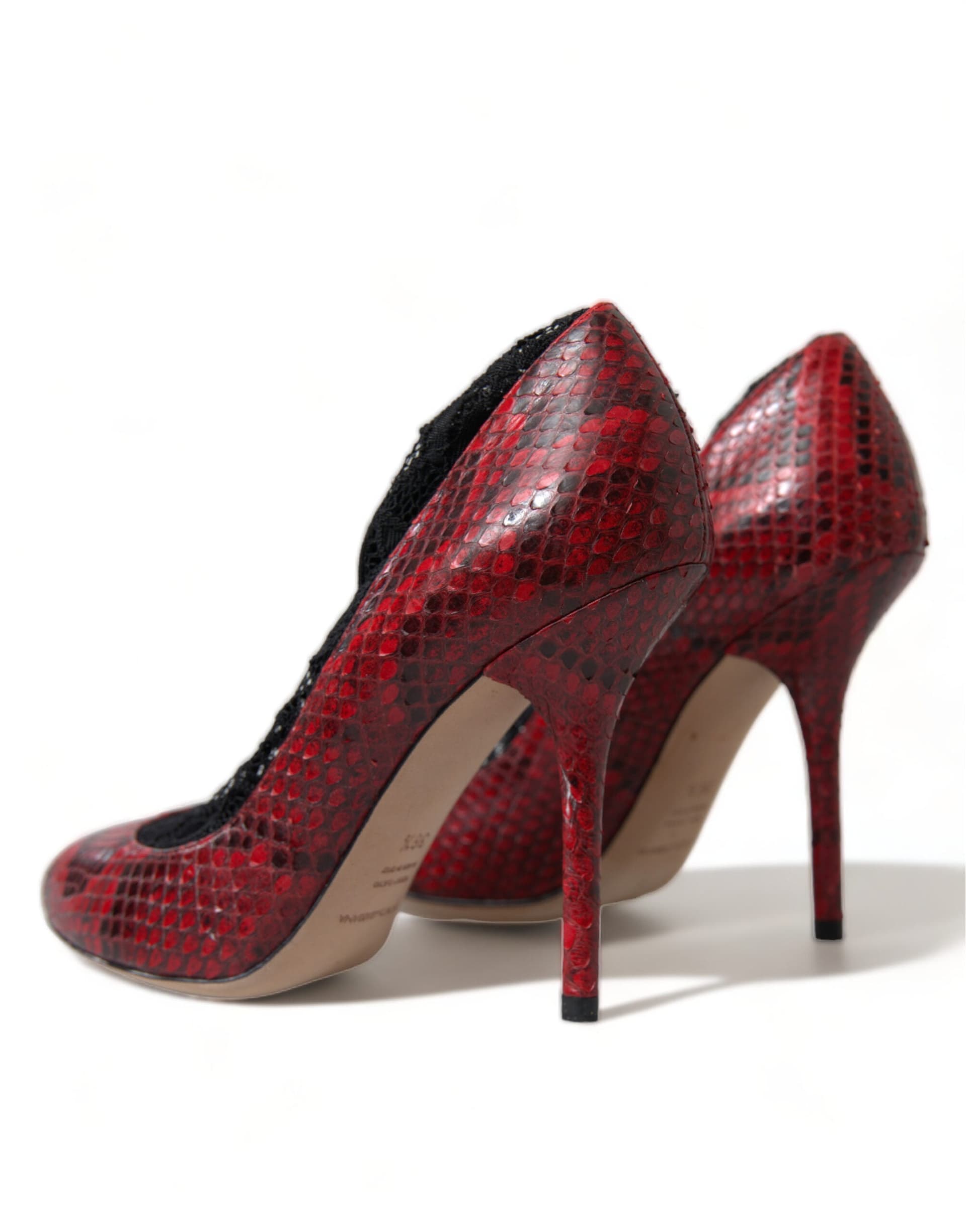 Dolce & Gabbana Red Ayers Leather Lace Socks Pumps Shoes - 3