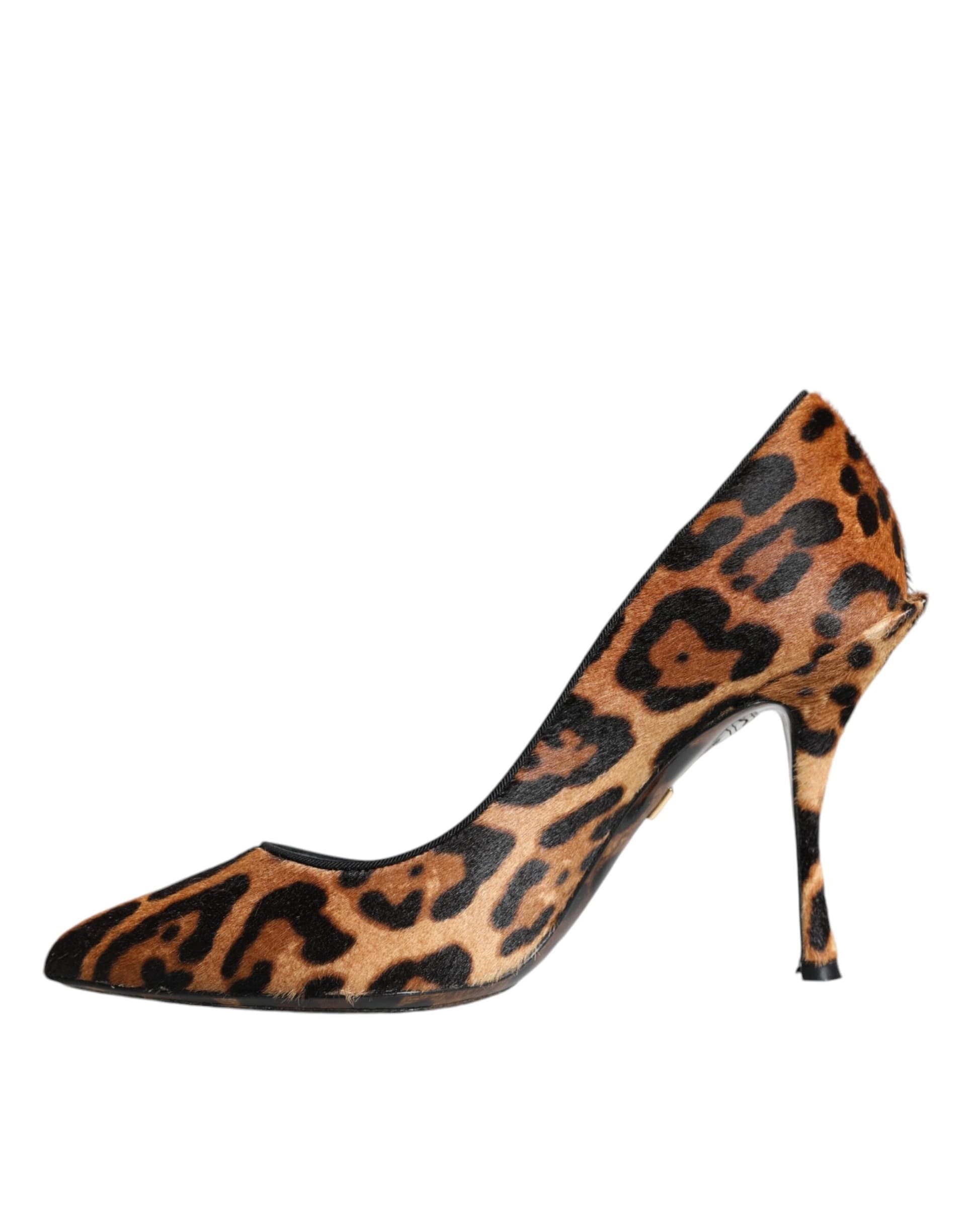 Dolce & Gabbana Brown Leopard Calf Hair Heels Pumps Shoes - 4