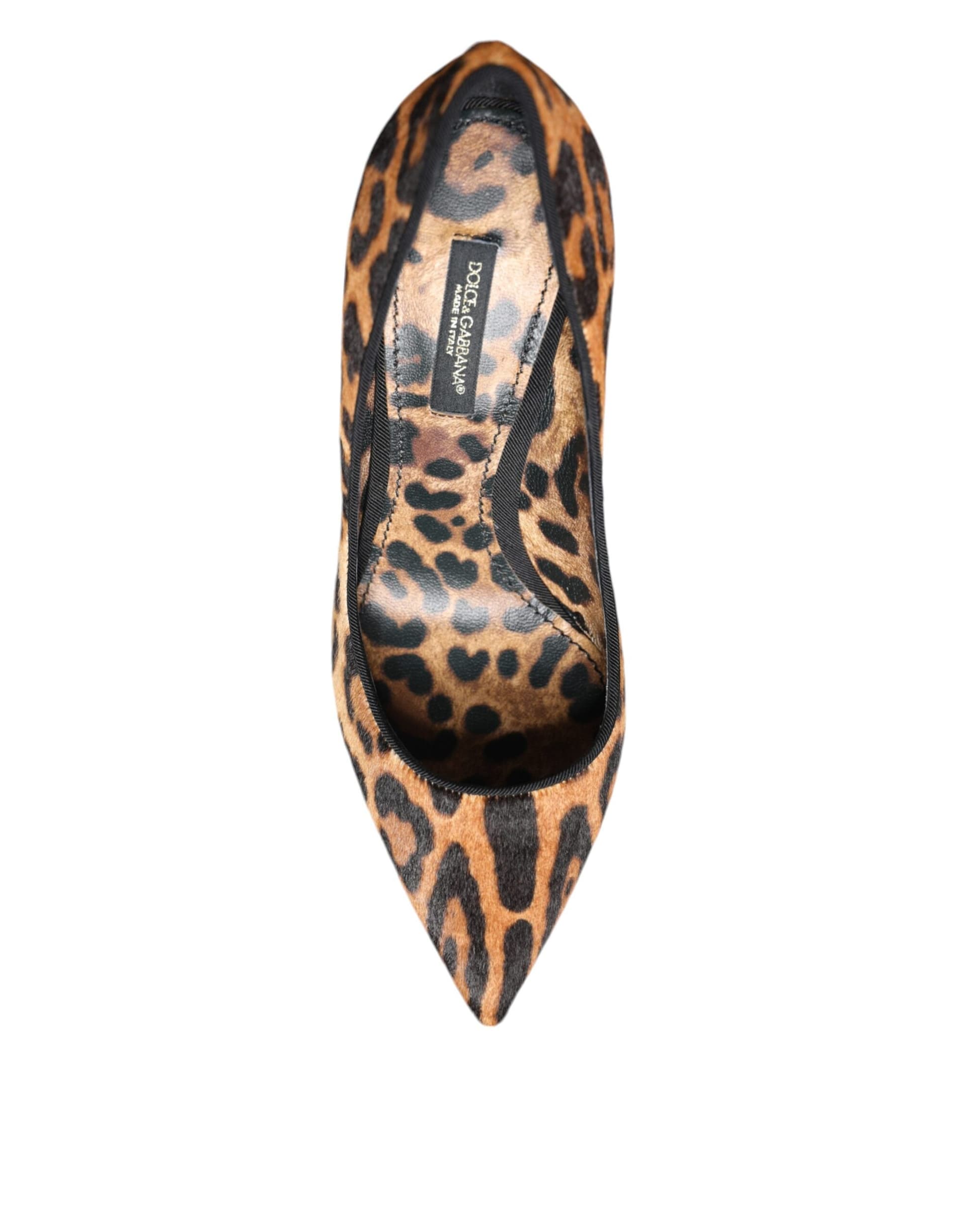 Dolce & Gabbana Brown Leopard Calf Hair Heels Pumps Shoes - 5