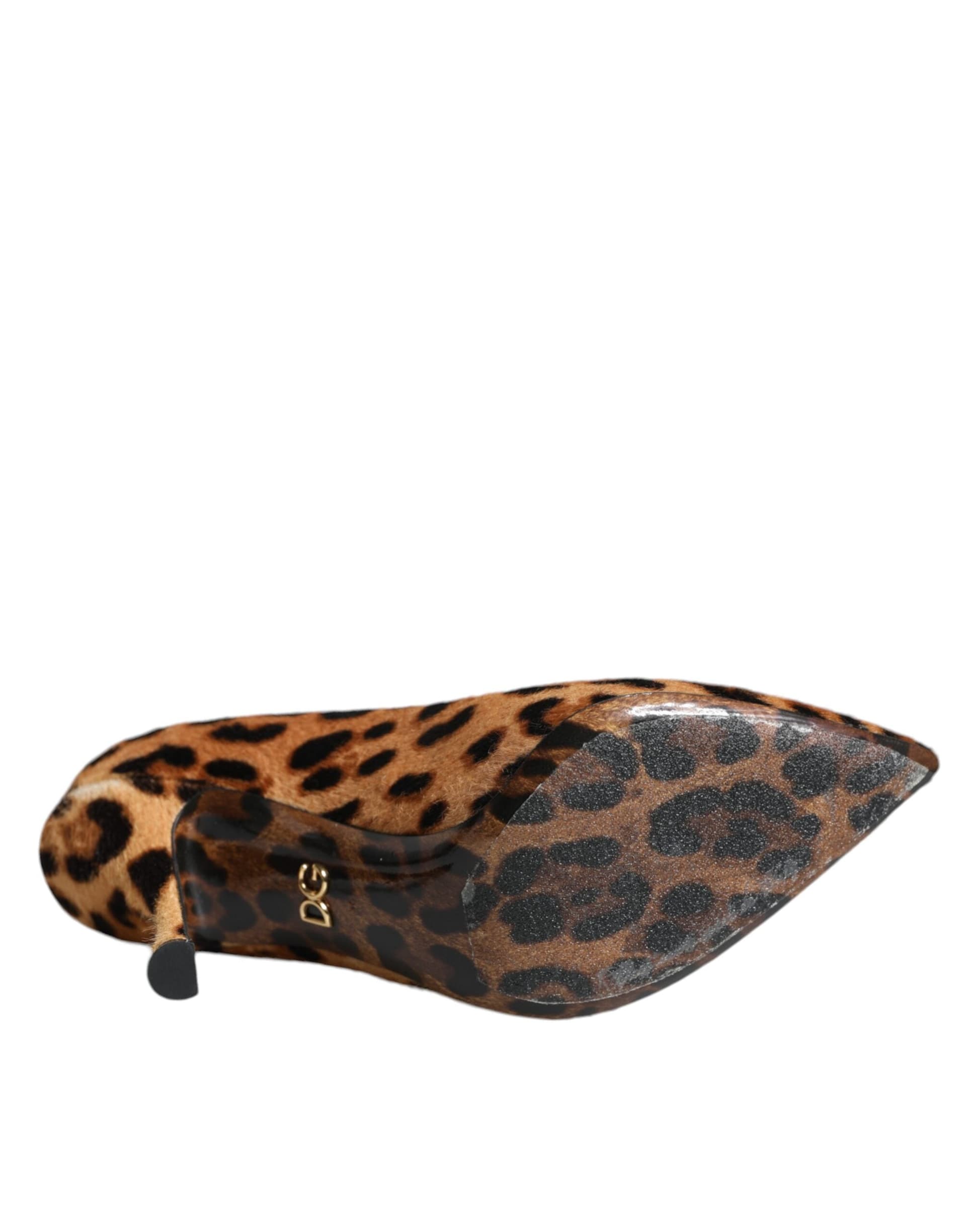 Dolce & Gabbana Brown Leopard Calf Hair Heels Pumps Shoes - 7