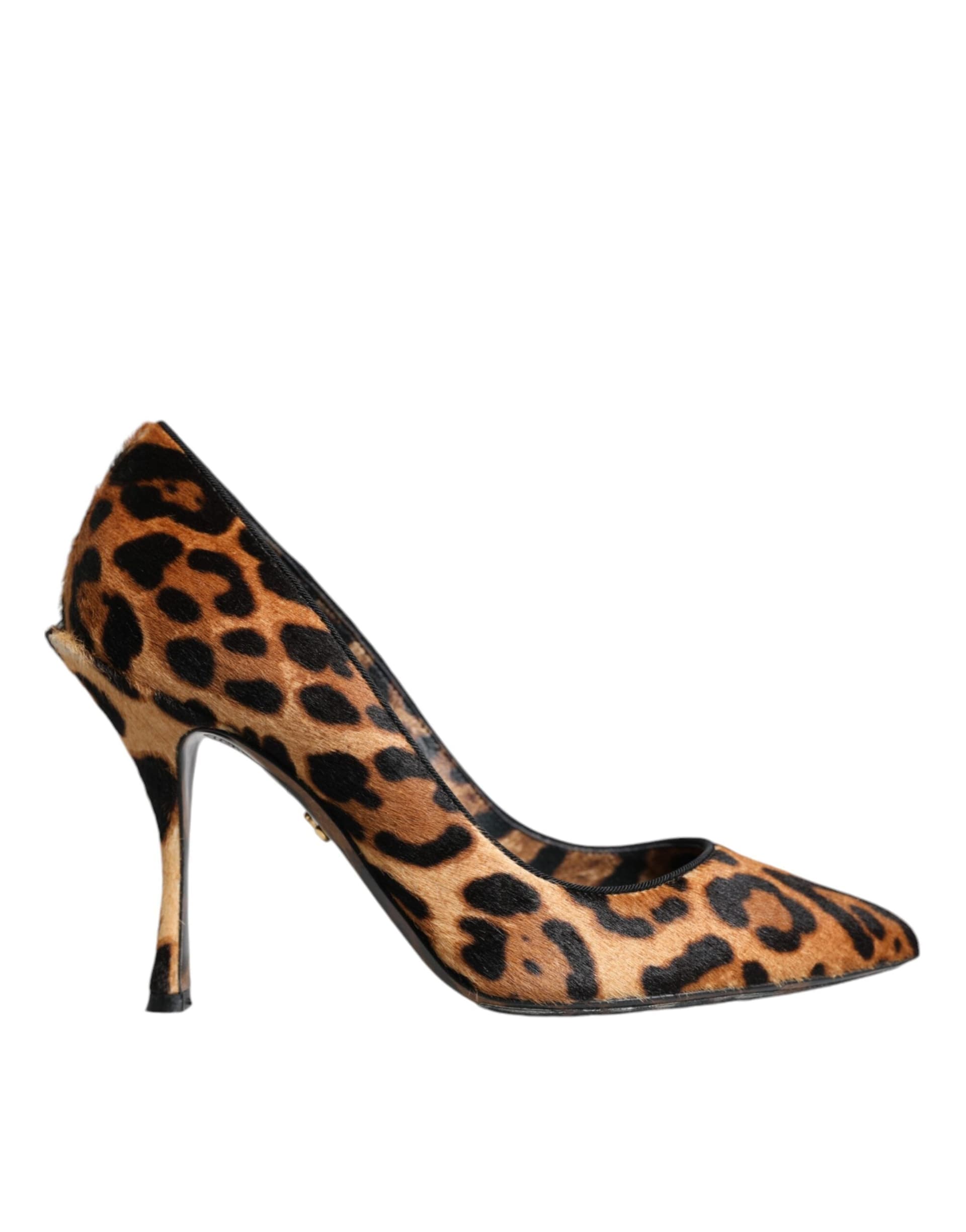 Dolce & Gabbana Brown Leopard Calf Hair Heels Pumps Shoes - 8