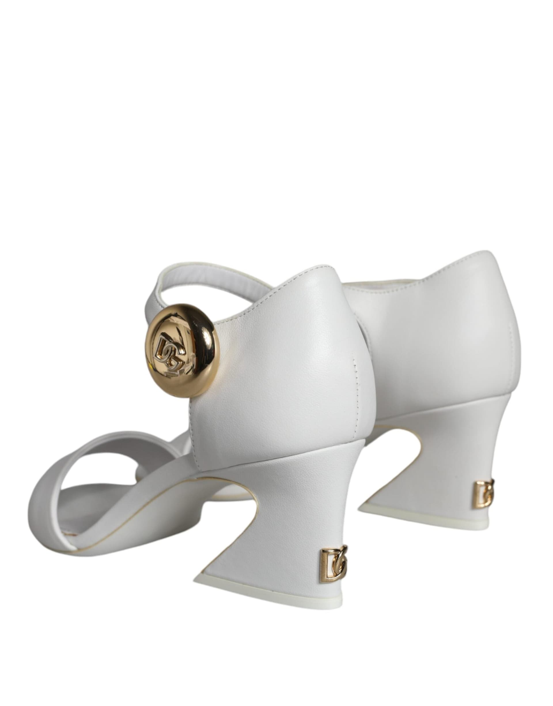 Dolce & Gabbana White Leather Heels Keira Sandals Shoes - 3