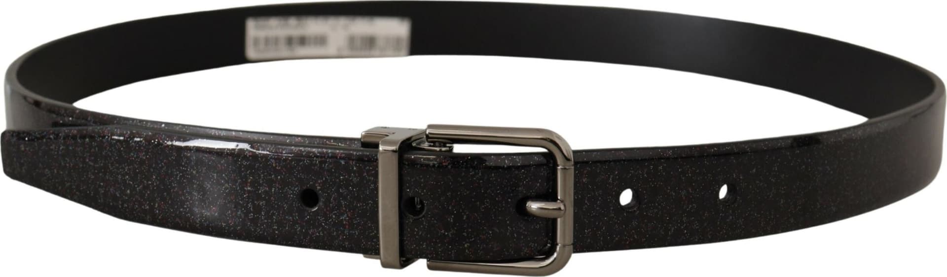 Dolce & Gabbana Black Vernice Puntinata Leather Silver Tone Metal Belt - 2