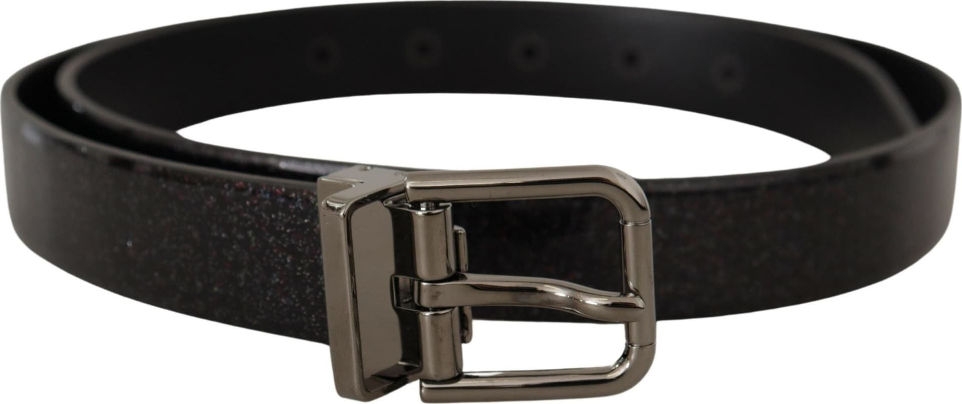 Dolce & Gabbana Black Vernice Puntinata Leather Silver Tone Metal Belt - 3