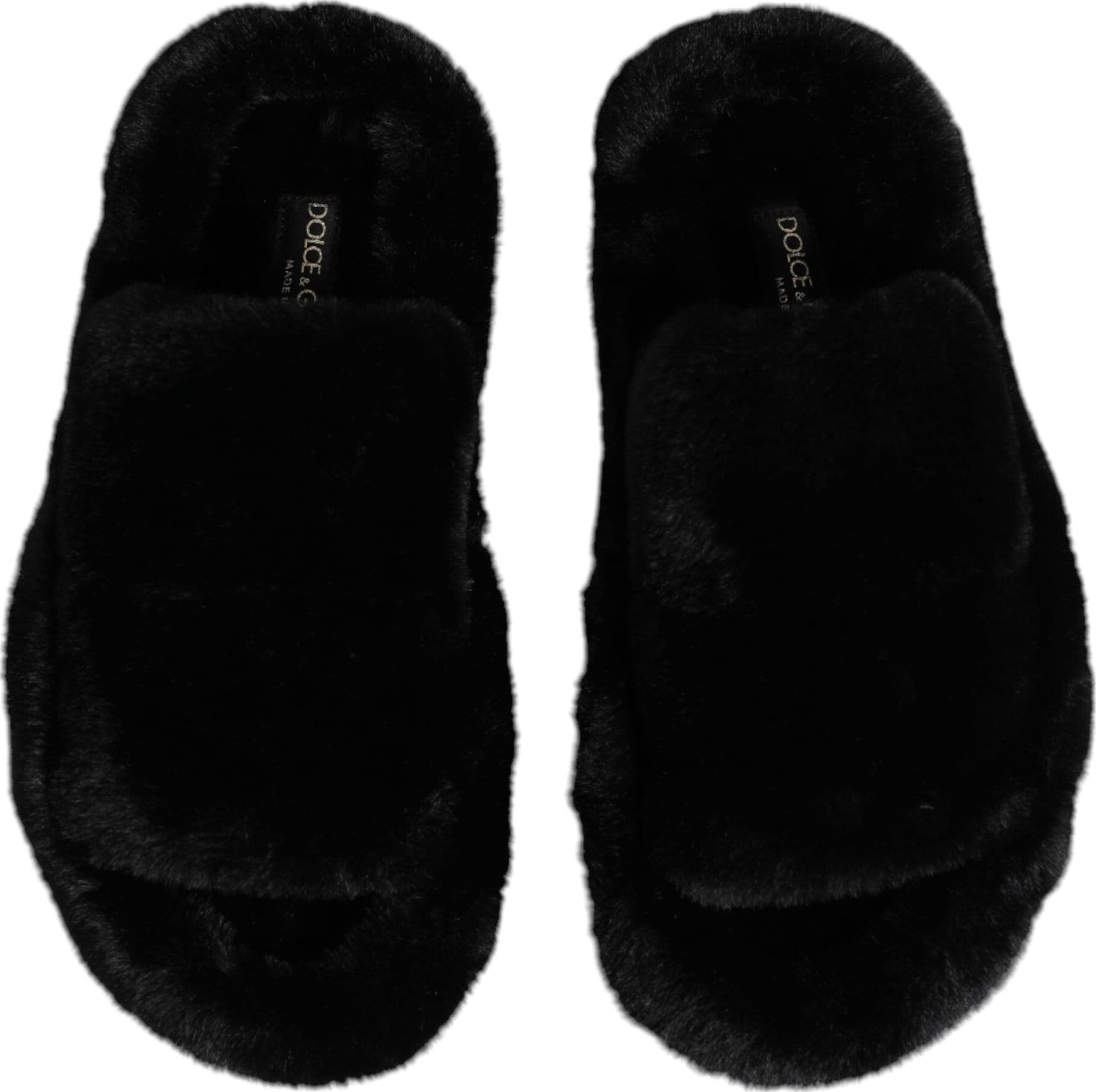 Dolce & Gabbana Black Polyester Velvet Slides Slipper Shoes - 2