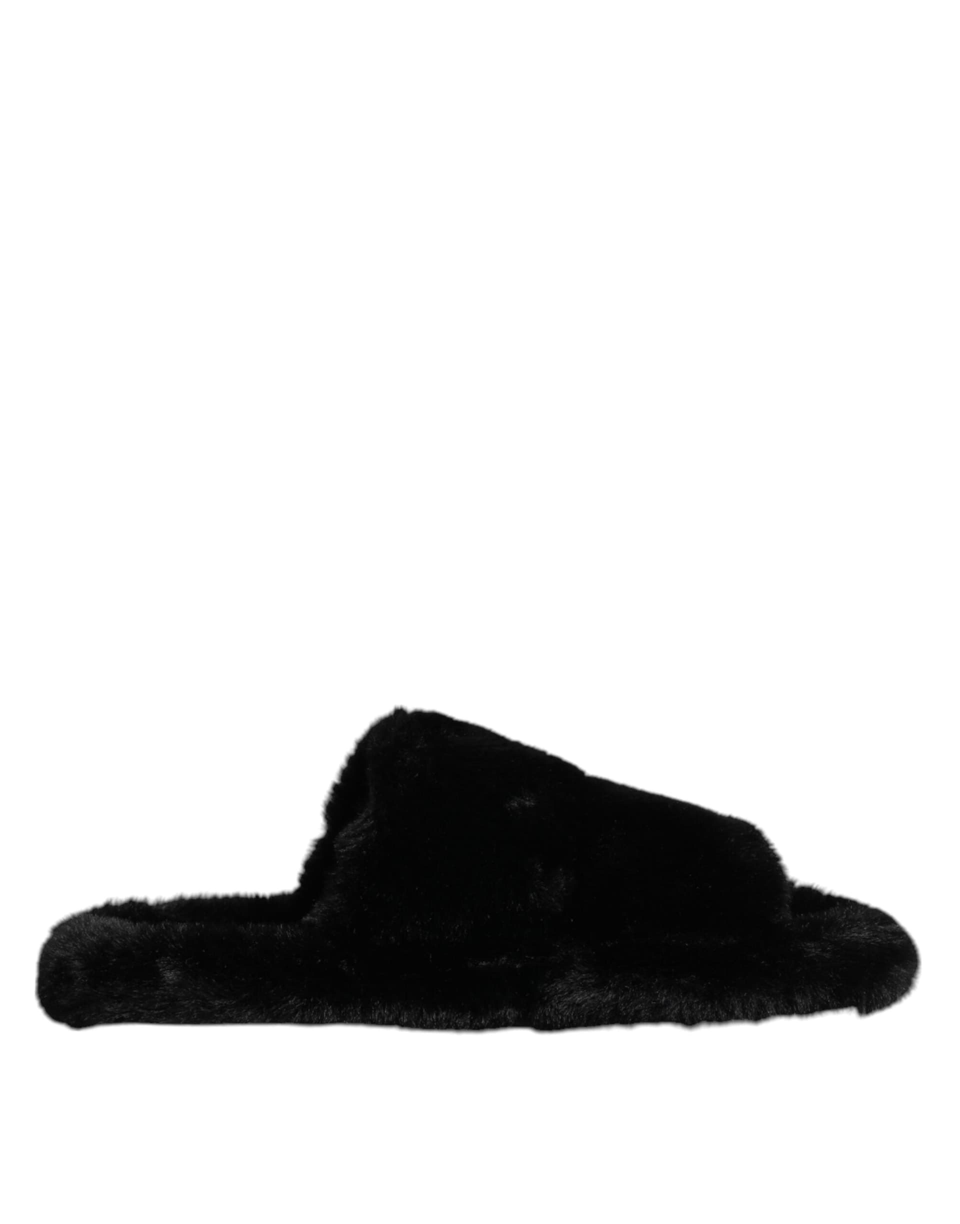Dolce & Gabbana Black Polyester Velvet Slides Slipper Shoes - 6