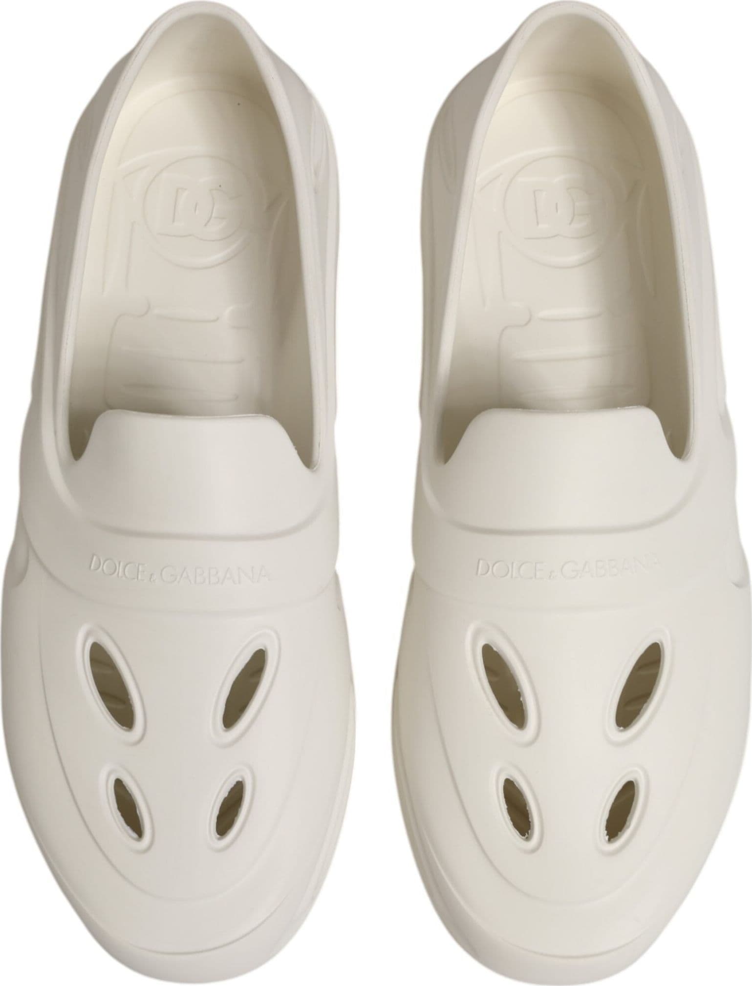 Dolce & Gabbana White Rubber Slides Low Top Sneakers Shoes - 2