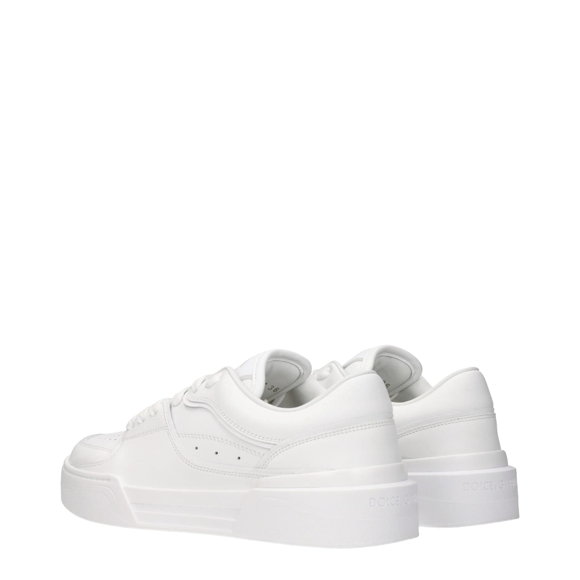 Dolce & Gabbana White Leather Low Top Sneakers - 4