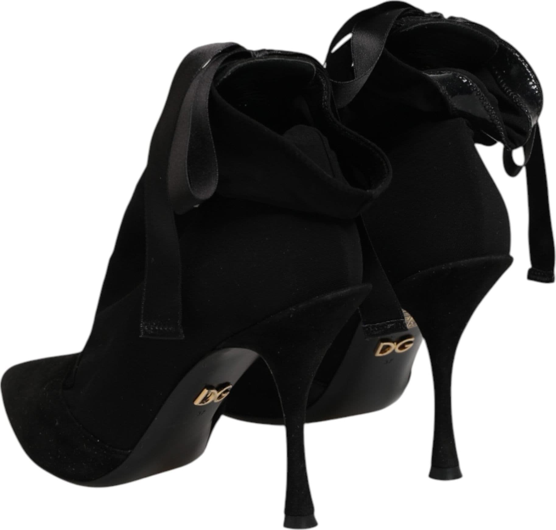 Dolce & Gabbana Black Stiletto Heels Lace Up Boots Shoes - 4
