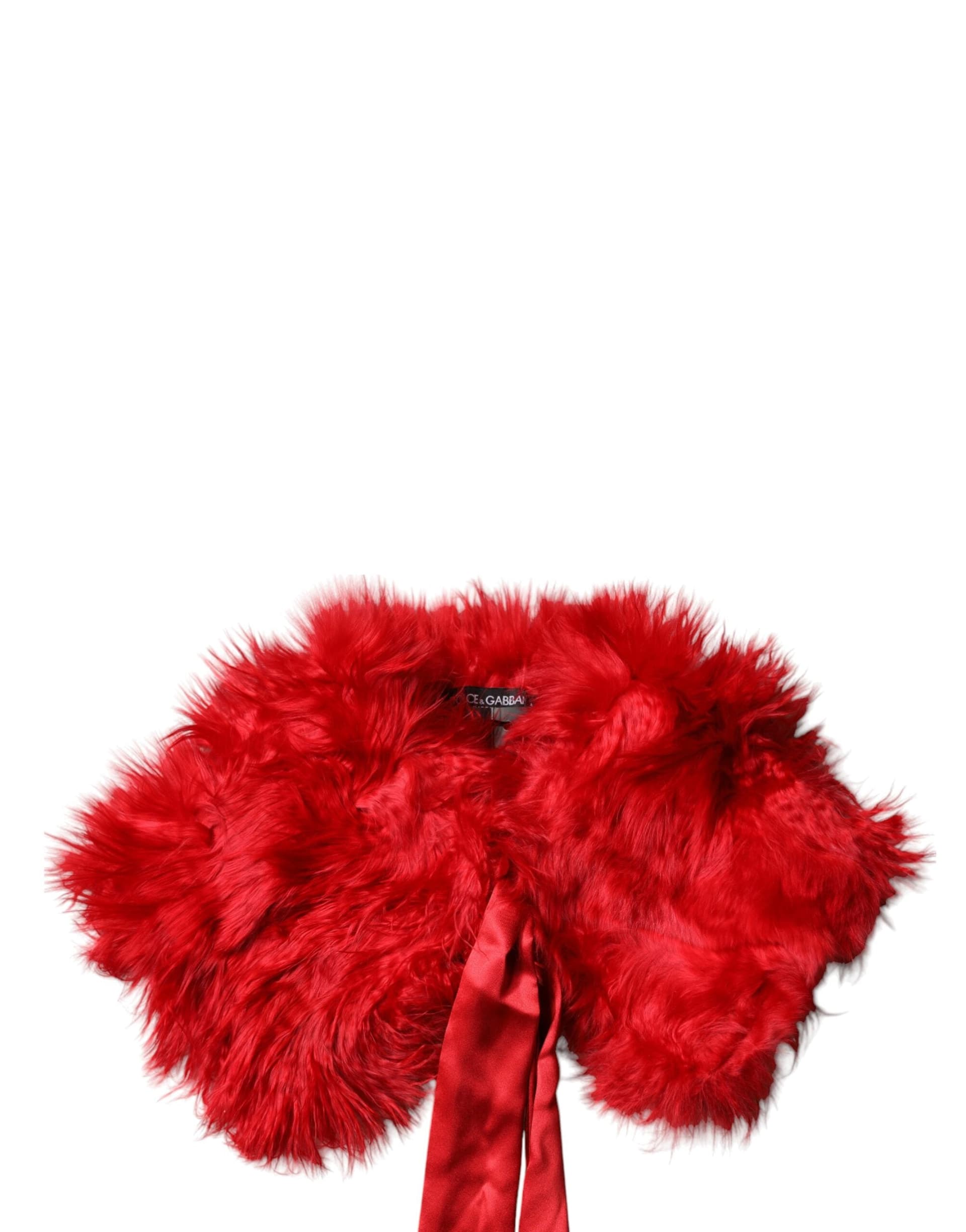 Dolce & Gabbana Red Alpaca Fur Women Neck Warmer Winter Scarf - 3