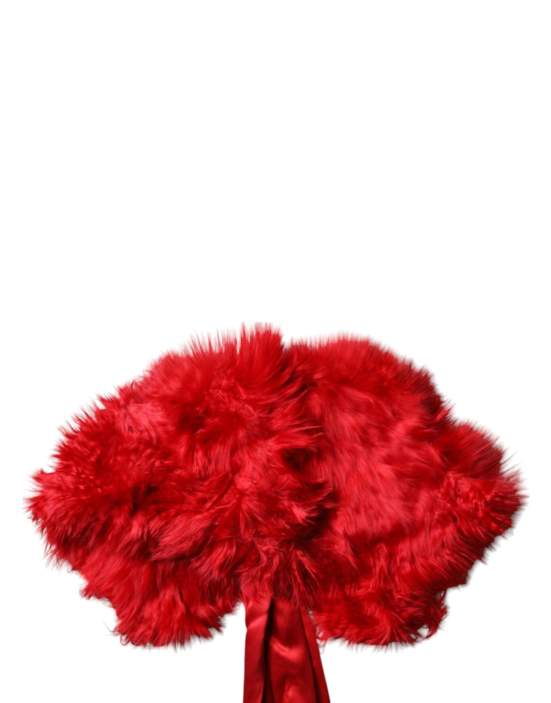 Dolce & Gabbana Red Alpaca Fur Women Neck Warmer Winter Scarf - 5