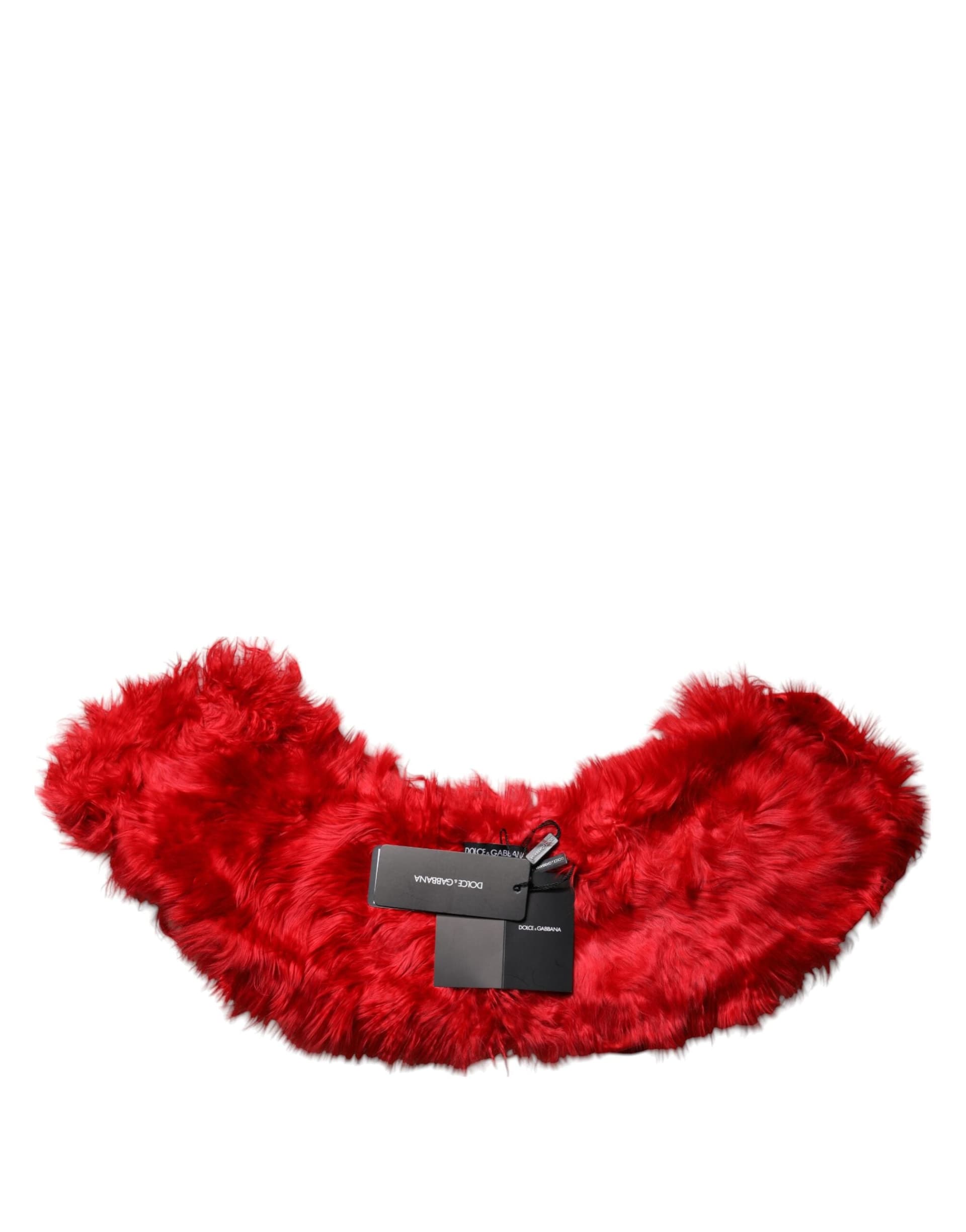 Dolce & Gabbana Red Alpaca Fur Women Neck Warmer Winter Scarf - 6