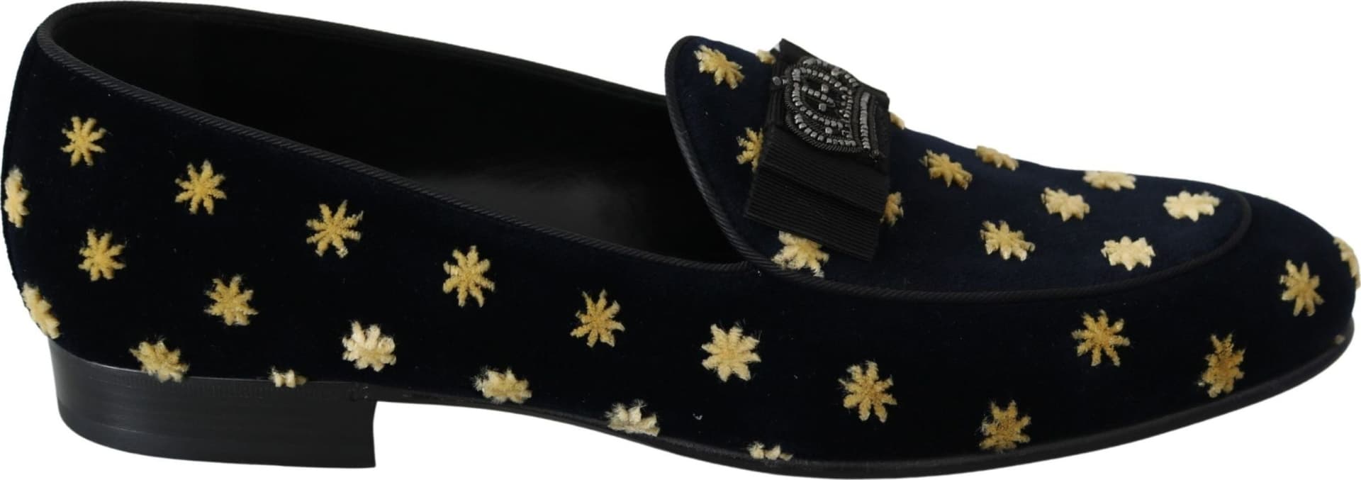 Dolce & Gabbana Blue Velvet Crown Slippers Loafers Shoes - 2