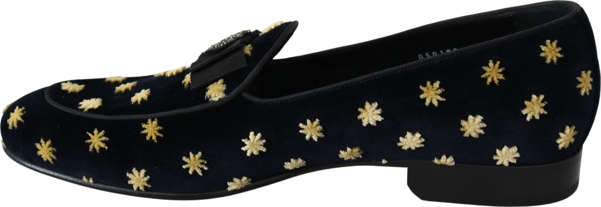 Dolce & Gabbana Blue Velvet Crown Slippers Loafers Shoes - 3