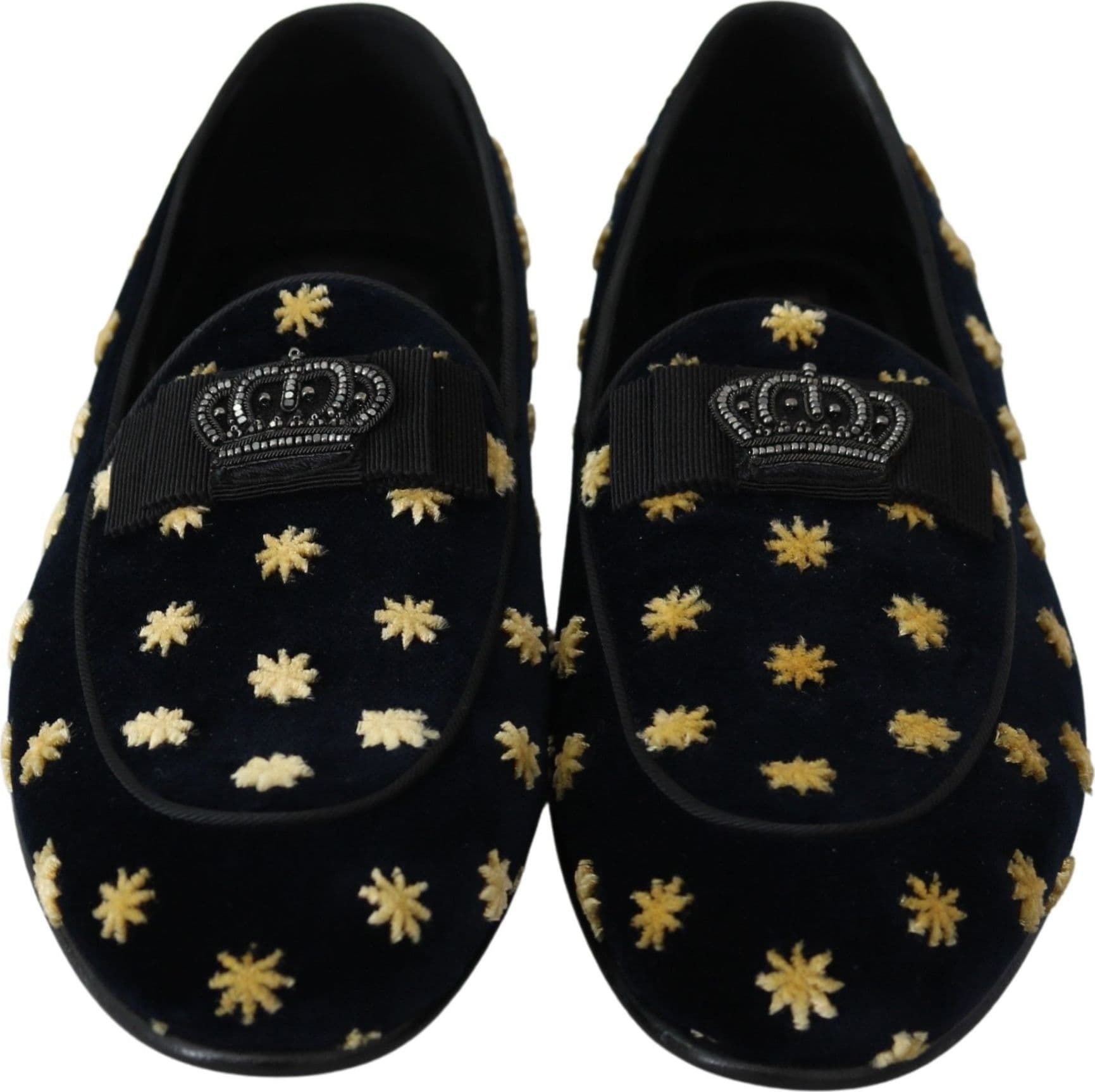 Dolce & Gabbana Blue Velvet Crown Slippers Loafers Shoes - 6