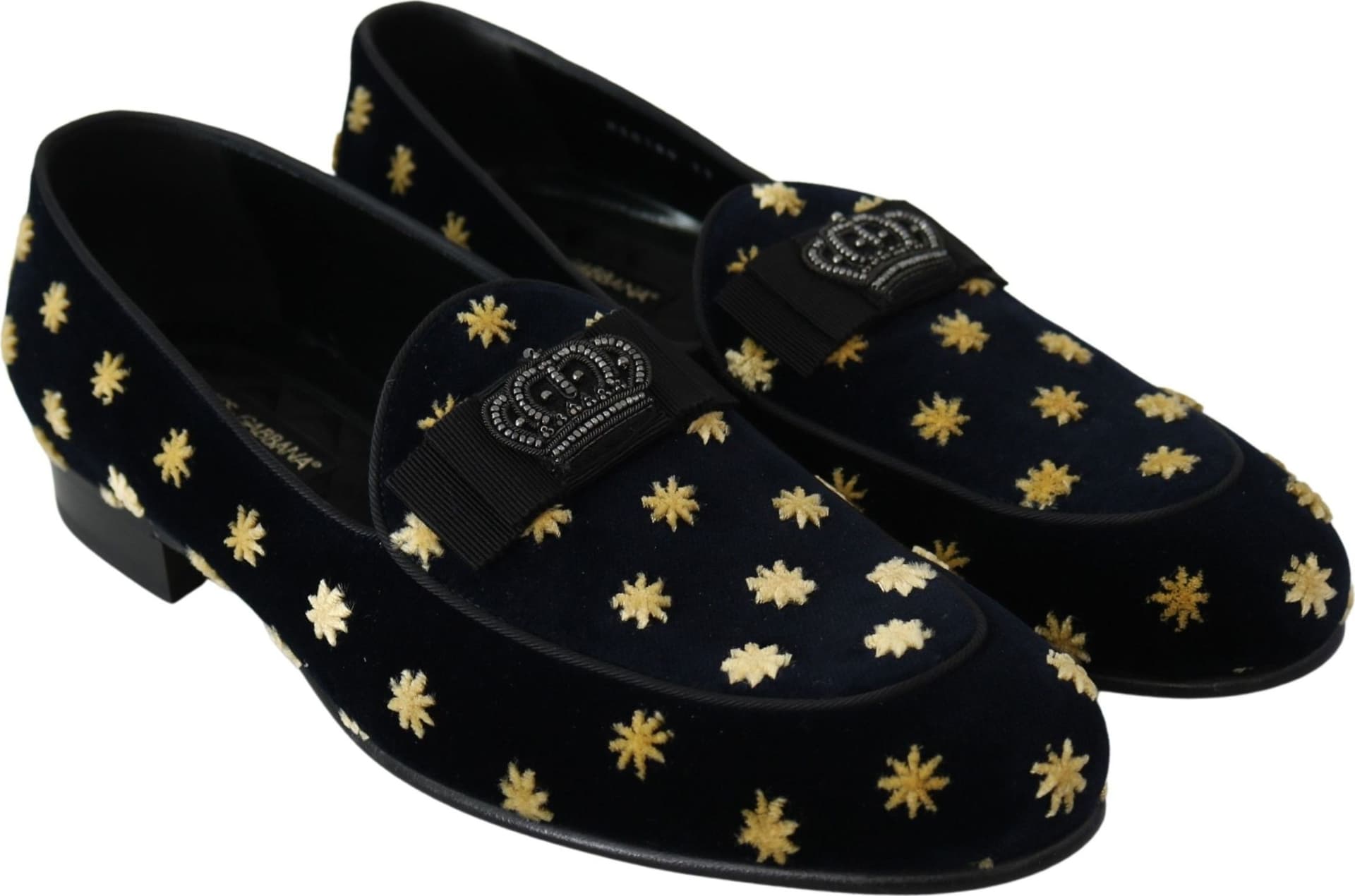 Dolce & Gabbana Blue Velvet Crown Slippers Loafers Shoes - 7
