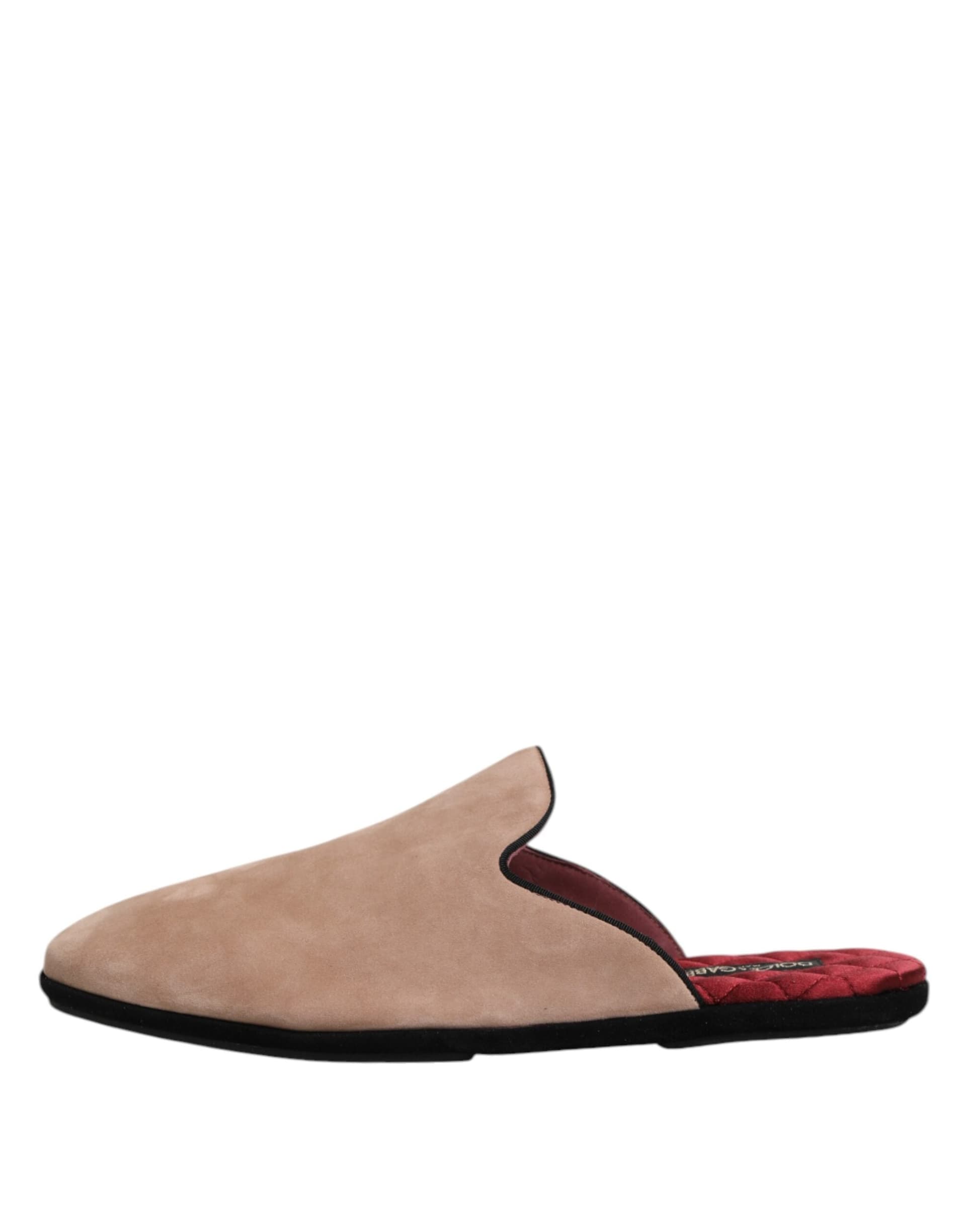 Dolce & Gabbana Beige Suede Leather Slides Flat Slipper Shoes - 5