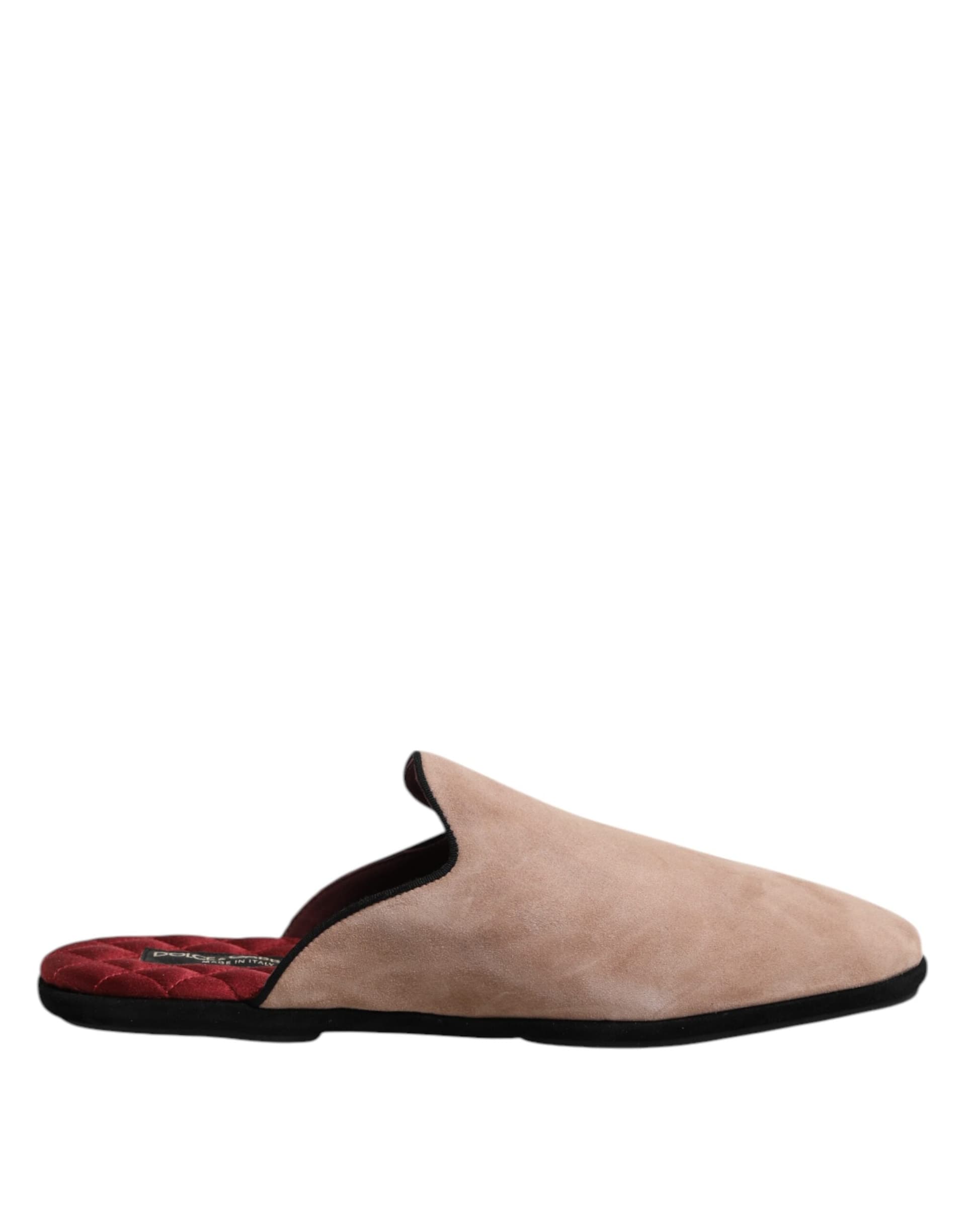 Dolce & Gabbana Beige Suede Leather Slides Flat Slipper Shoes - 6