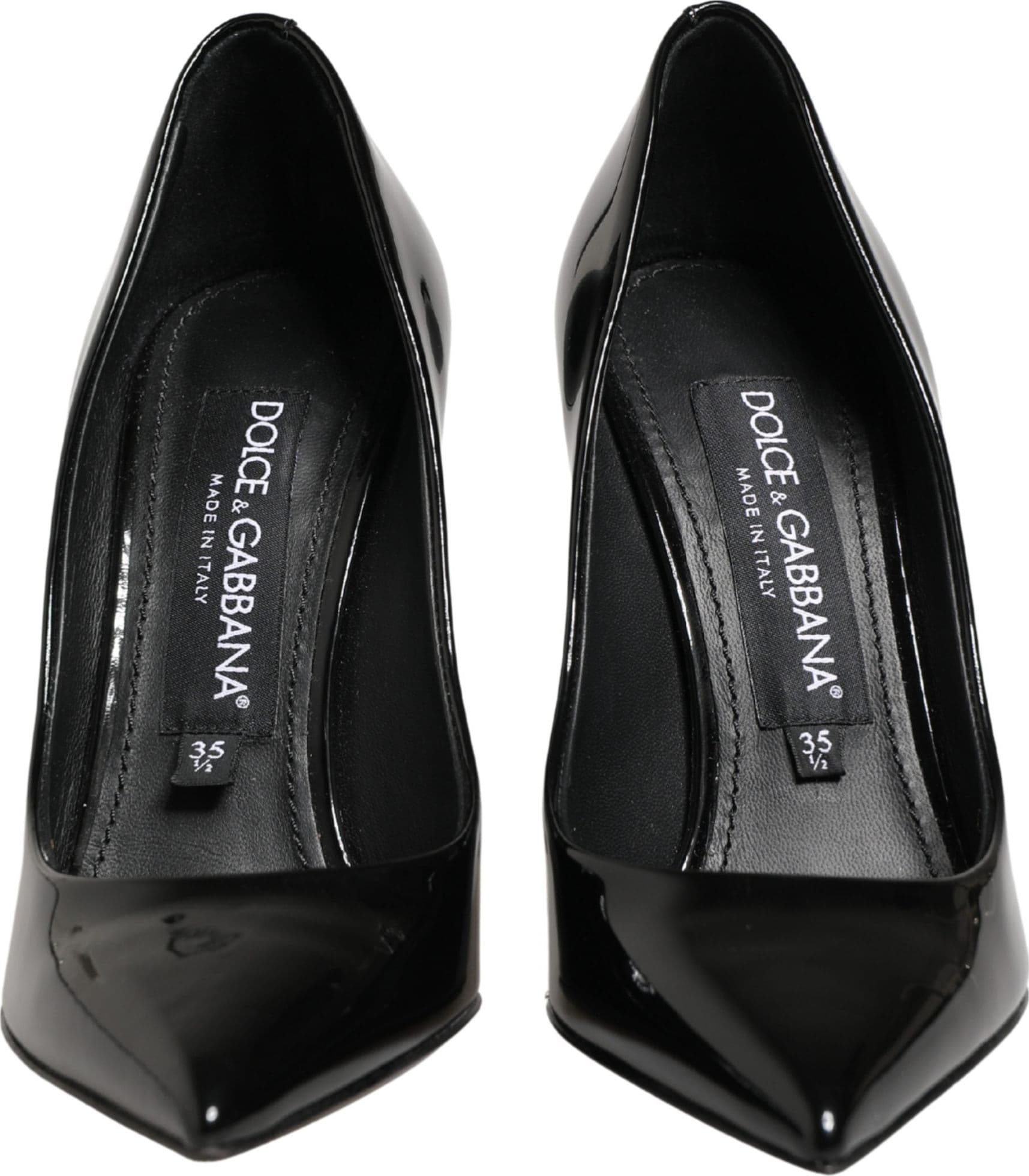 Dolce & Gabbana Black Calf Leather Stiletto Heels Pumps Shoes - 2