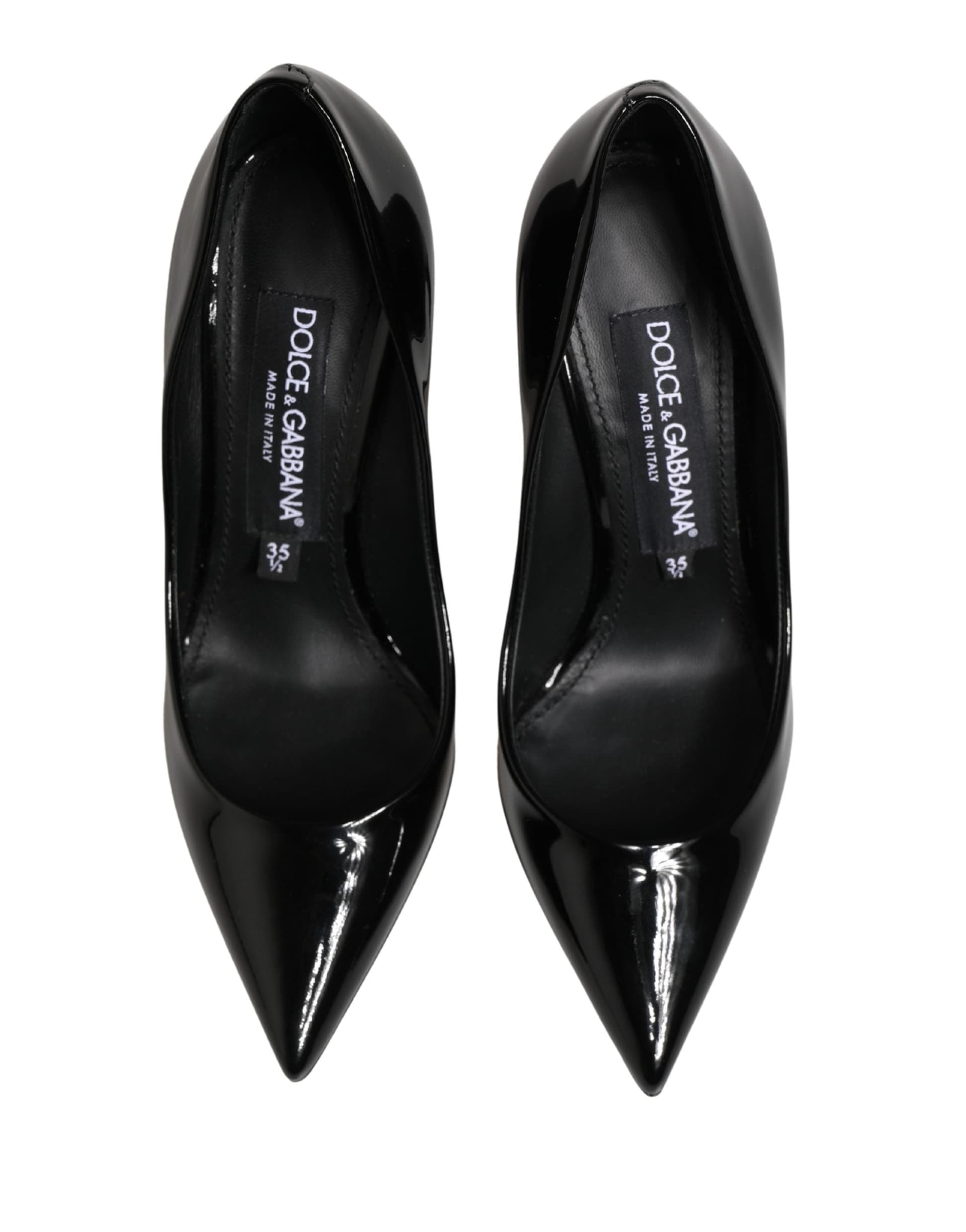Dolce & Gabbana Black Calf Leather Stiletto Heels Pumps Shoes - 3