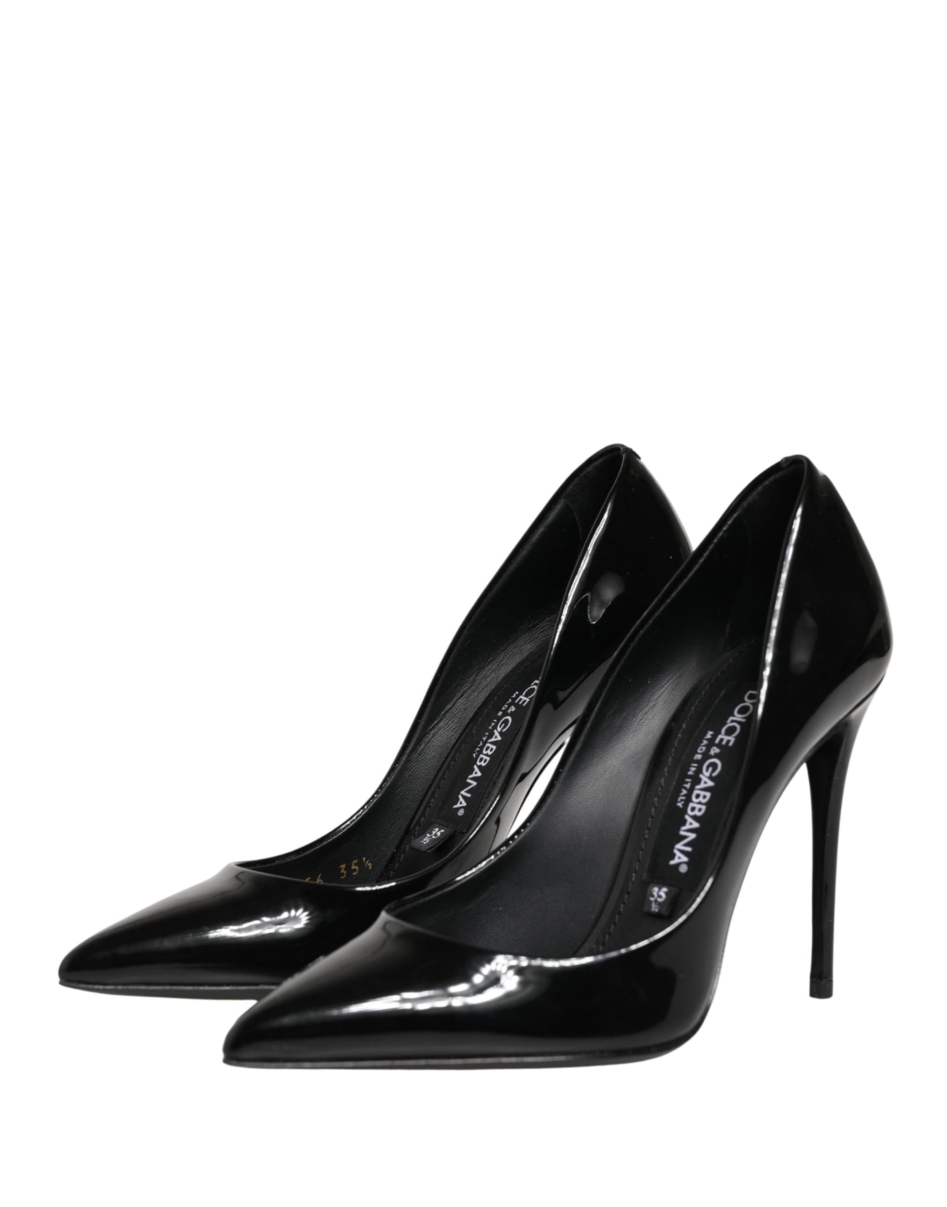 Dolce & Gabbana Black Calf Leather Stiletto Heels Pumps Shoes - 4