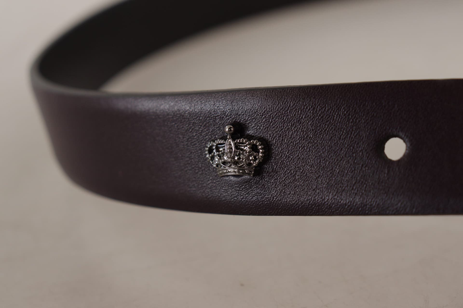 Dolce & Gabbana Dark Purple Leather Box Borchia Metal Buckle Belt - 4