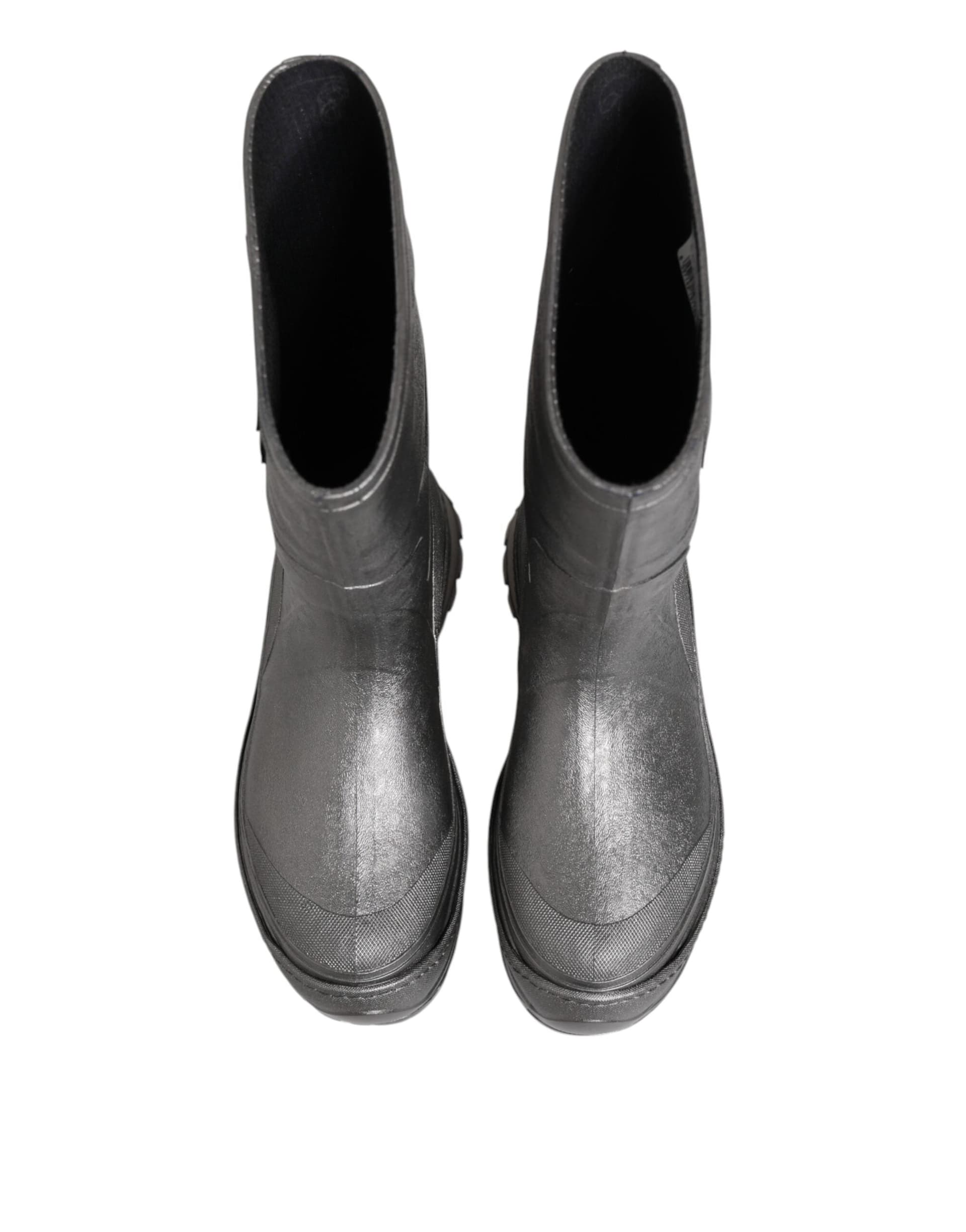 Dolce & Gabbana Metallic Silver Pull On Rain Boots Shoes - 2