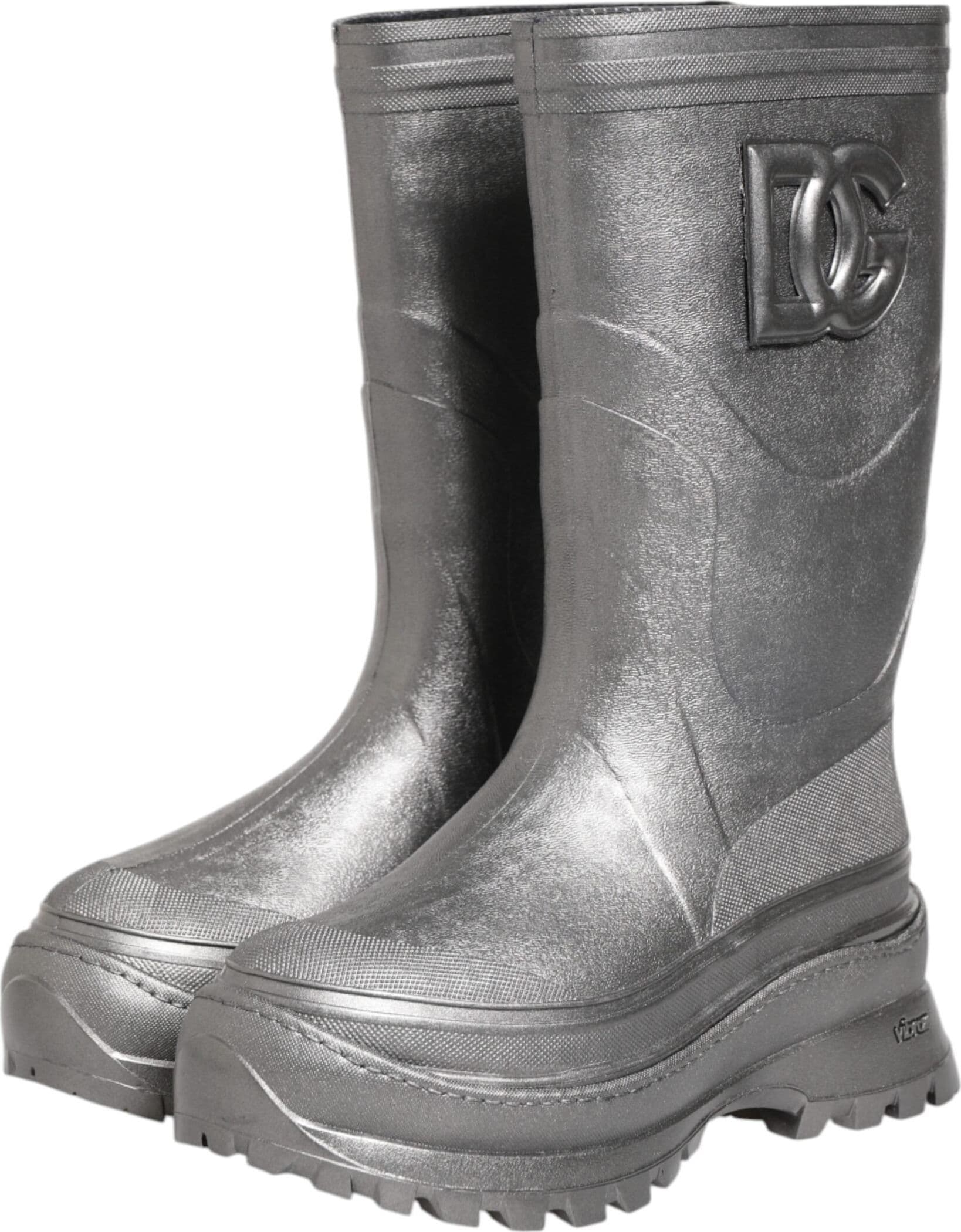 Dolce & Gabbana Metallic Silver Pull On Rain Boots Shoes - 3