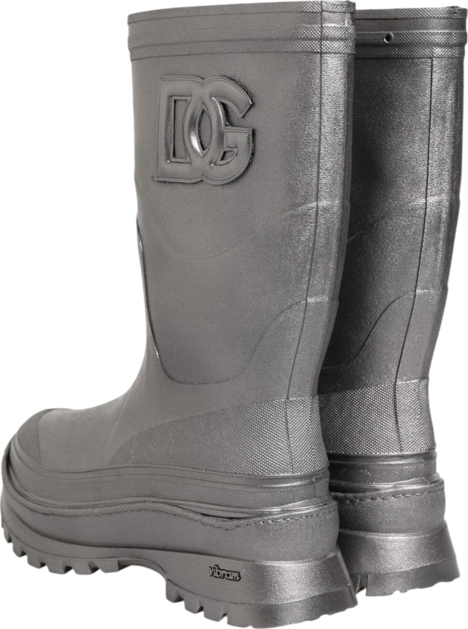 Dolce & Gabbana Metallic Silver Pull On Rain Boots Shoes - 4