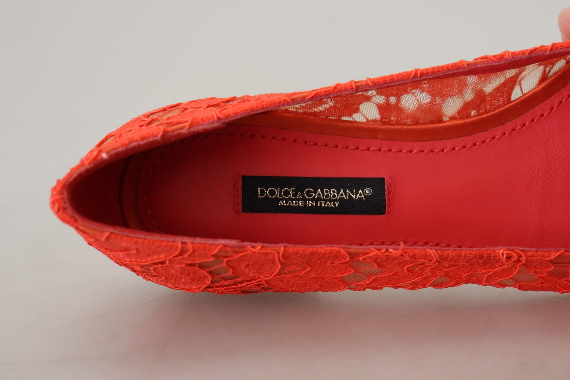 Dolce & Gabbana Red Taormina Lace Crystals Ballet Flats Shoes - 8