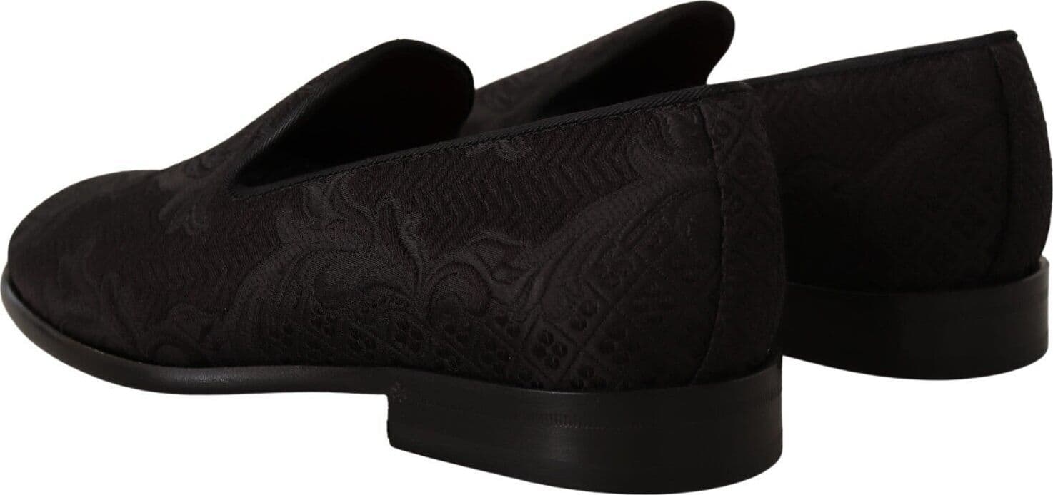 Dolce & Gabbana Black Floral Brocade Slippers Loafers Shoes - 4