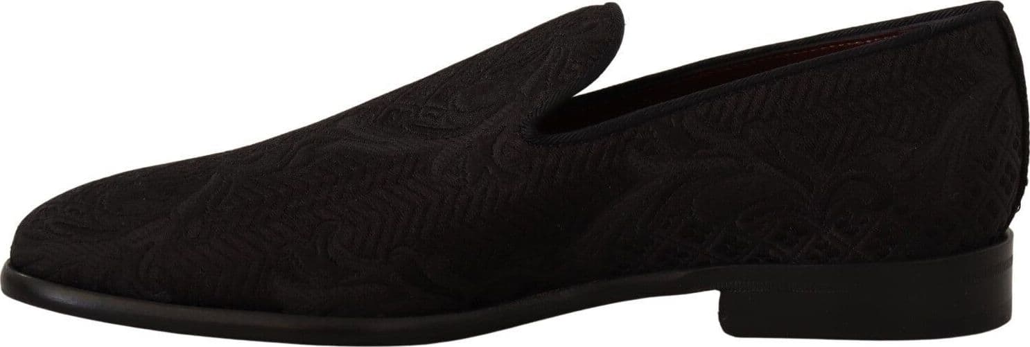 Dolce & Gabbana Black Floral Brocade Slippers Loafers Shoes - 5