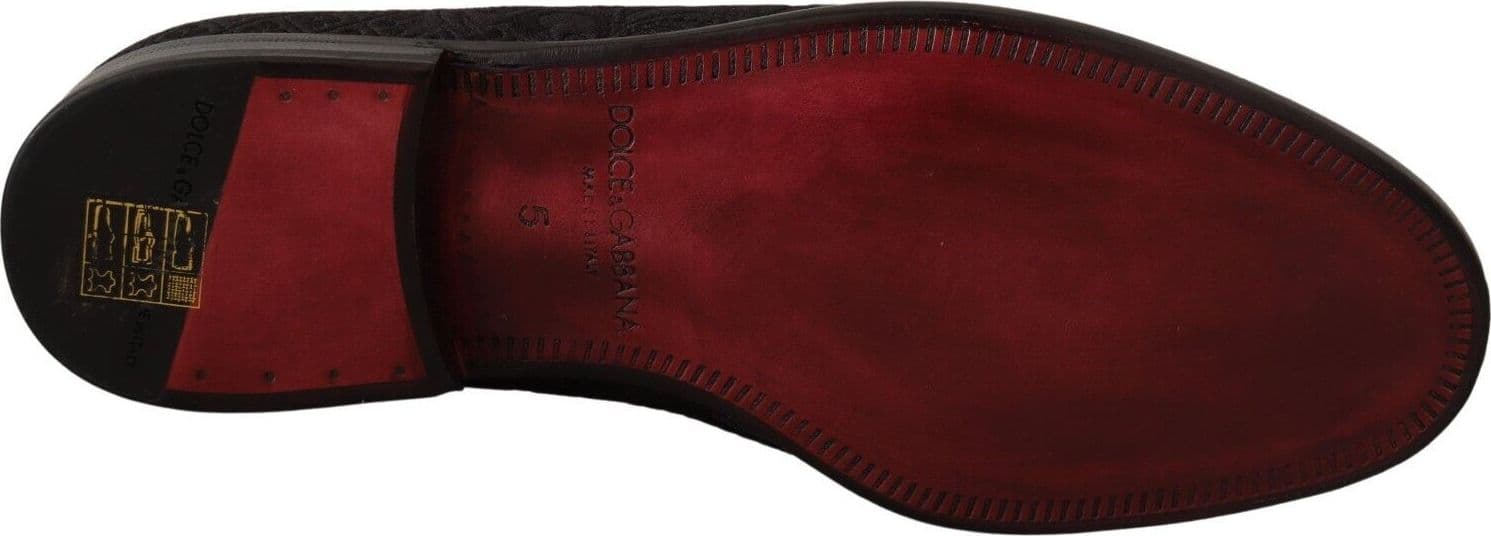 Dolce & Gabbana Black Floral Brocade Slippers Loafers Shoes - 6