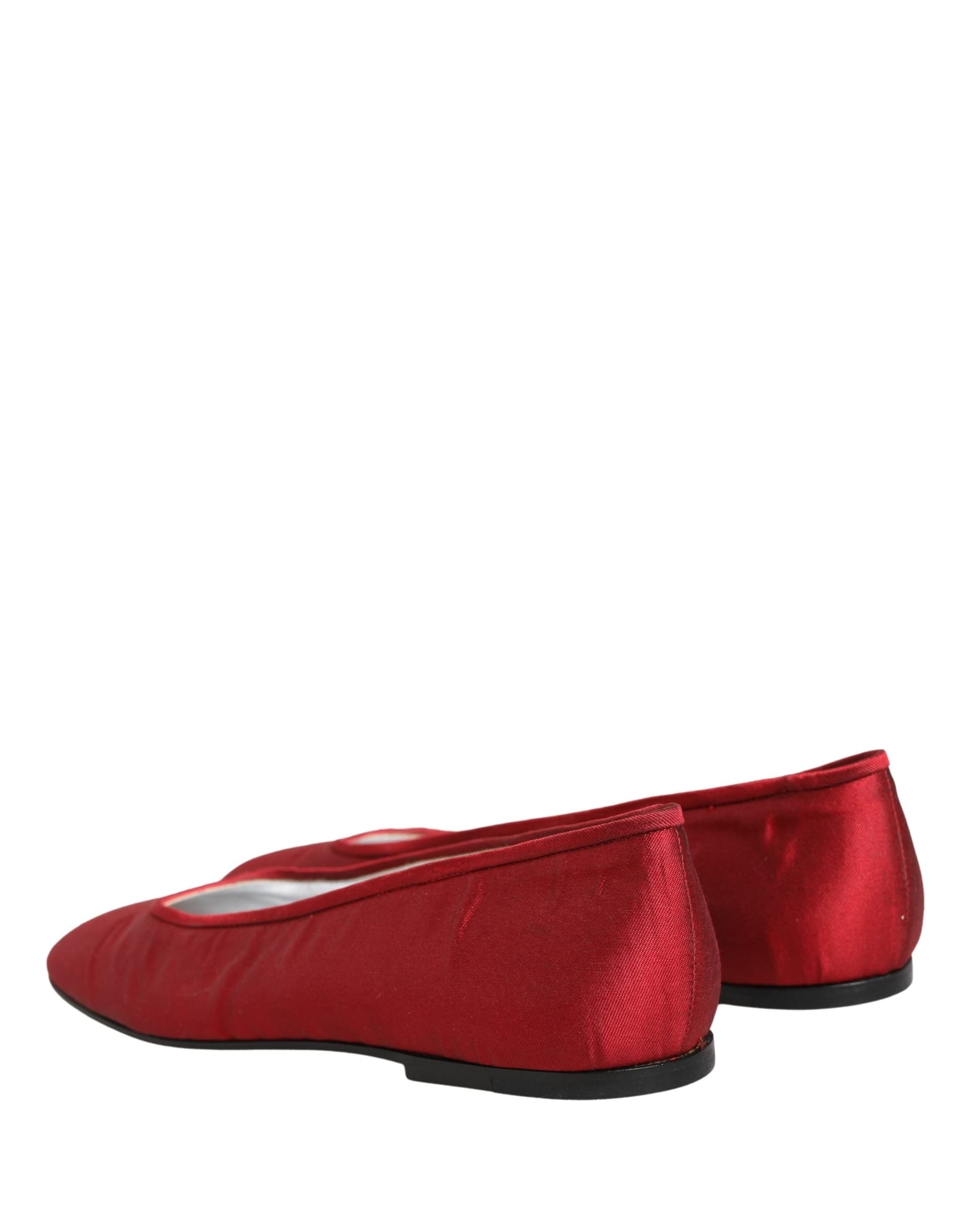 Dolce & Gabbana Red Satin Fabric Ballet Slip On Flats Shoes - 3