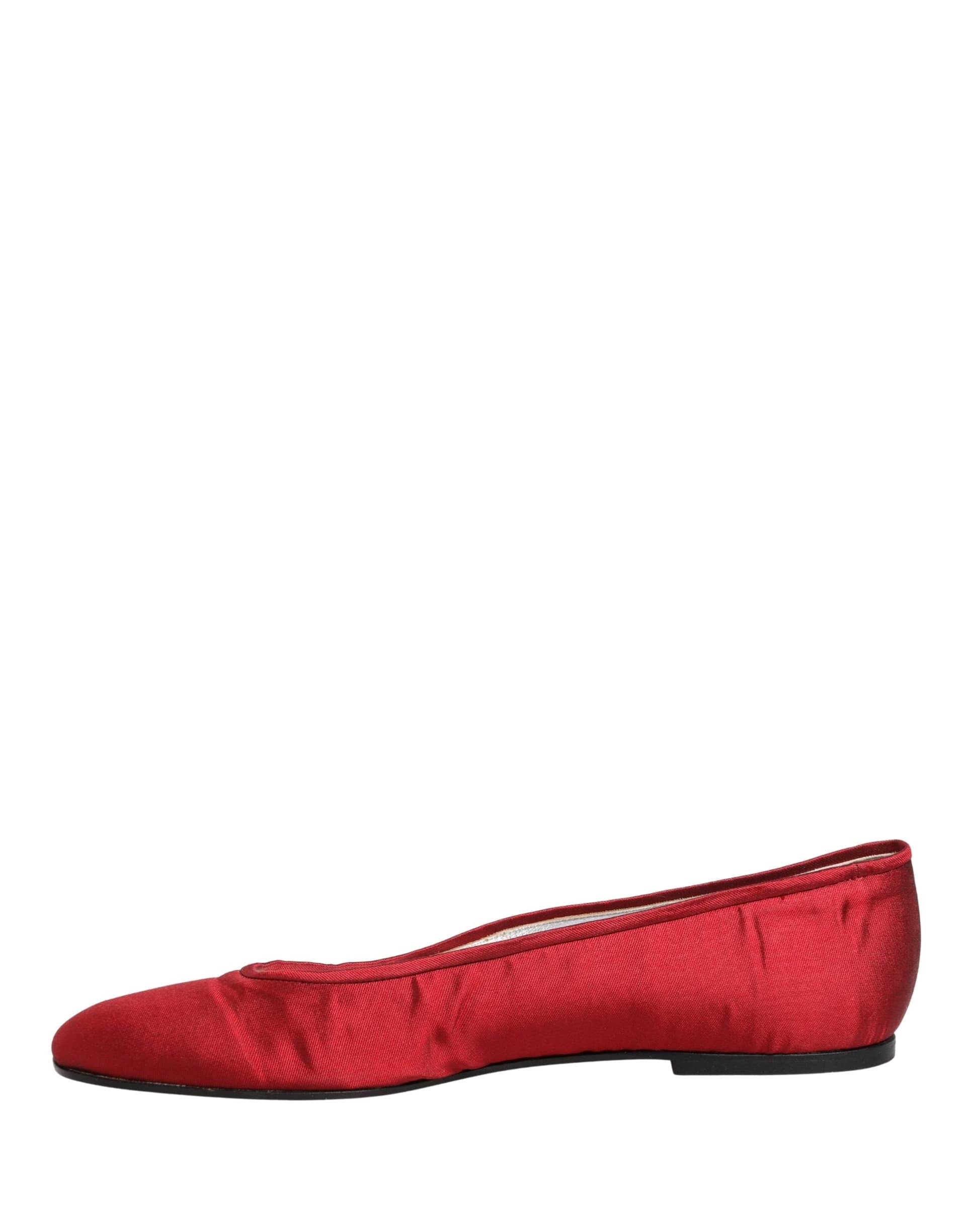 Dolce & Gabbana Red Satin Fabric Ballet Slip On Flats Shoes - 4