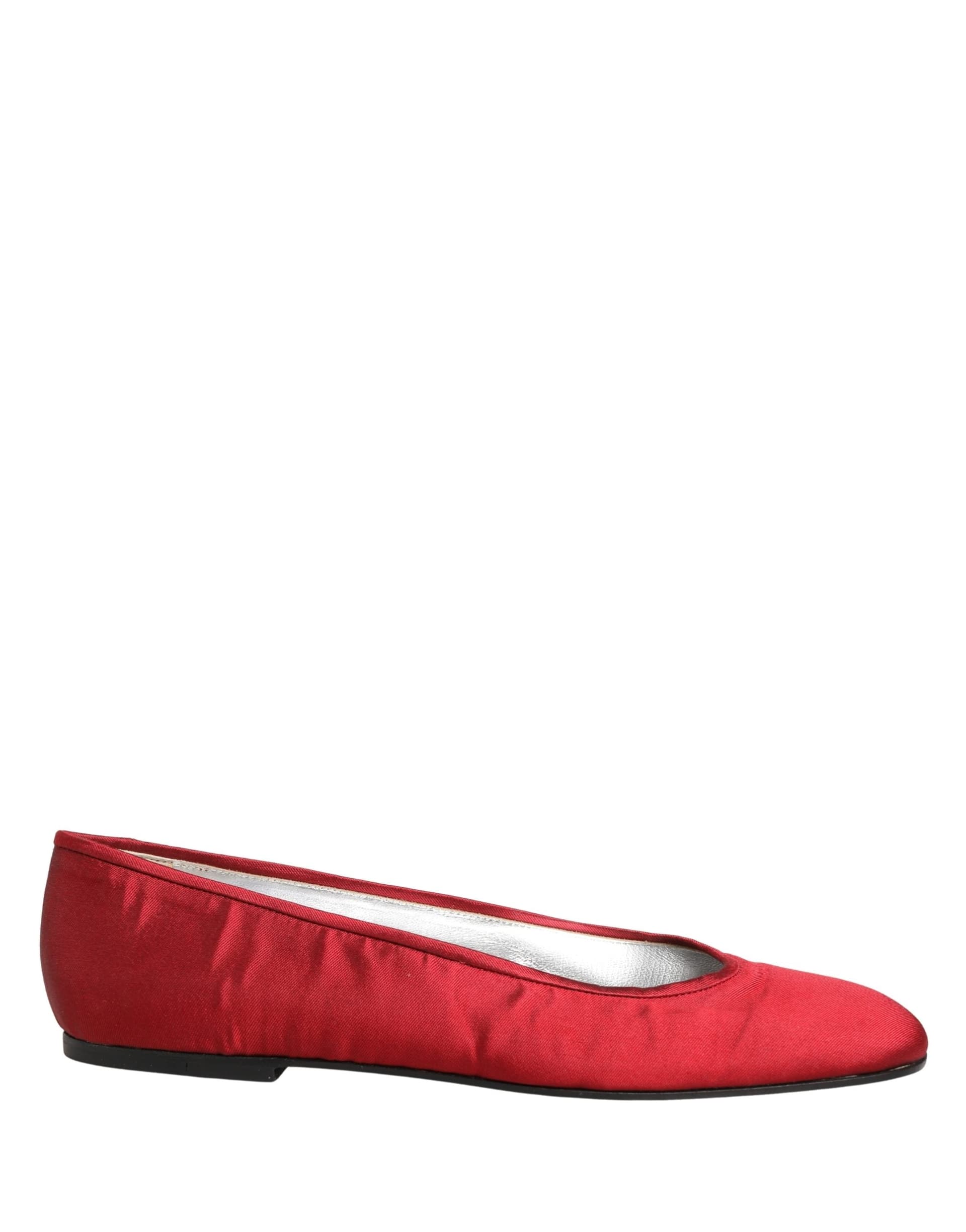 Dolce & Gabbana Red Satin Fabric Ballet Slip On Flats Shoes - 5