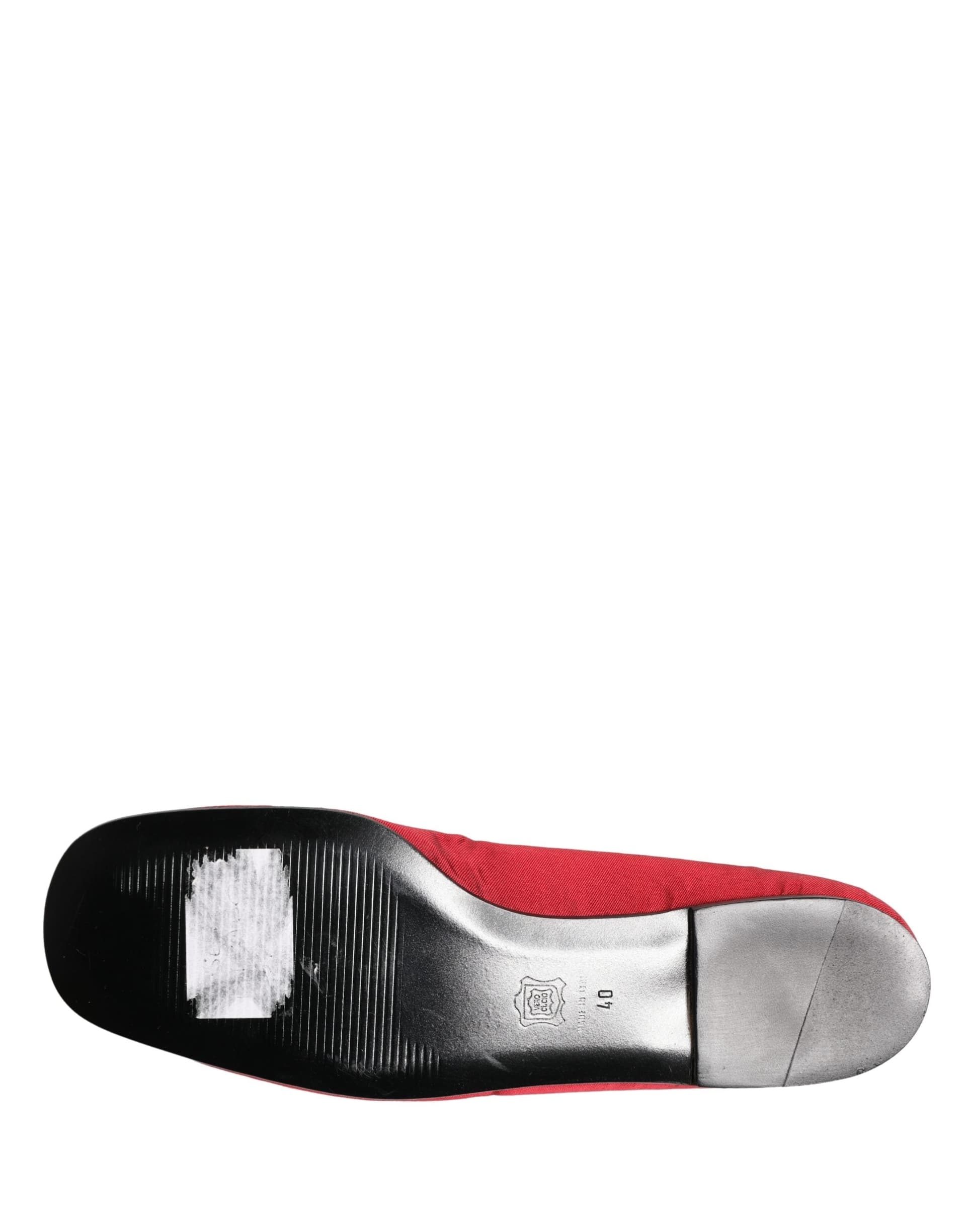Dolce & Gabbana Red Satin Fabric Ballet Slip On Flats Shoes - 7