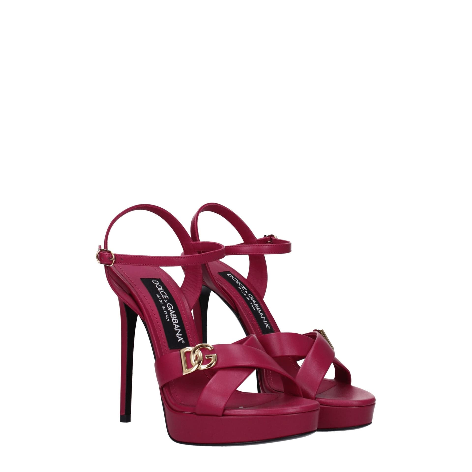 Dolce & Gabbana Pink Leather Platform Sandals - 2